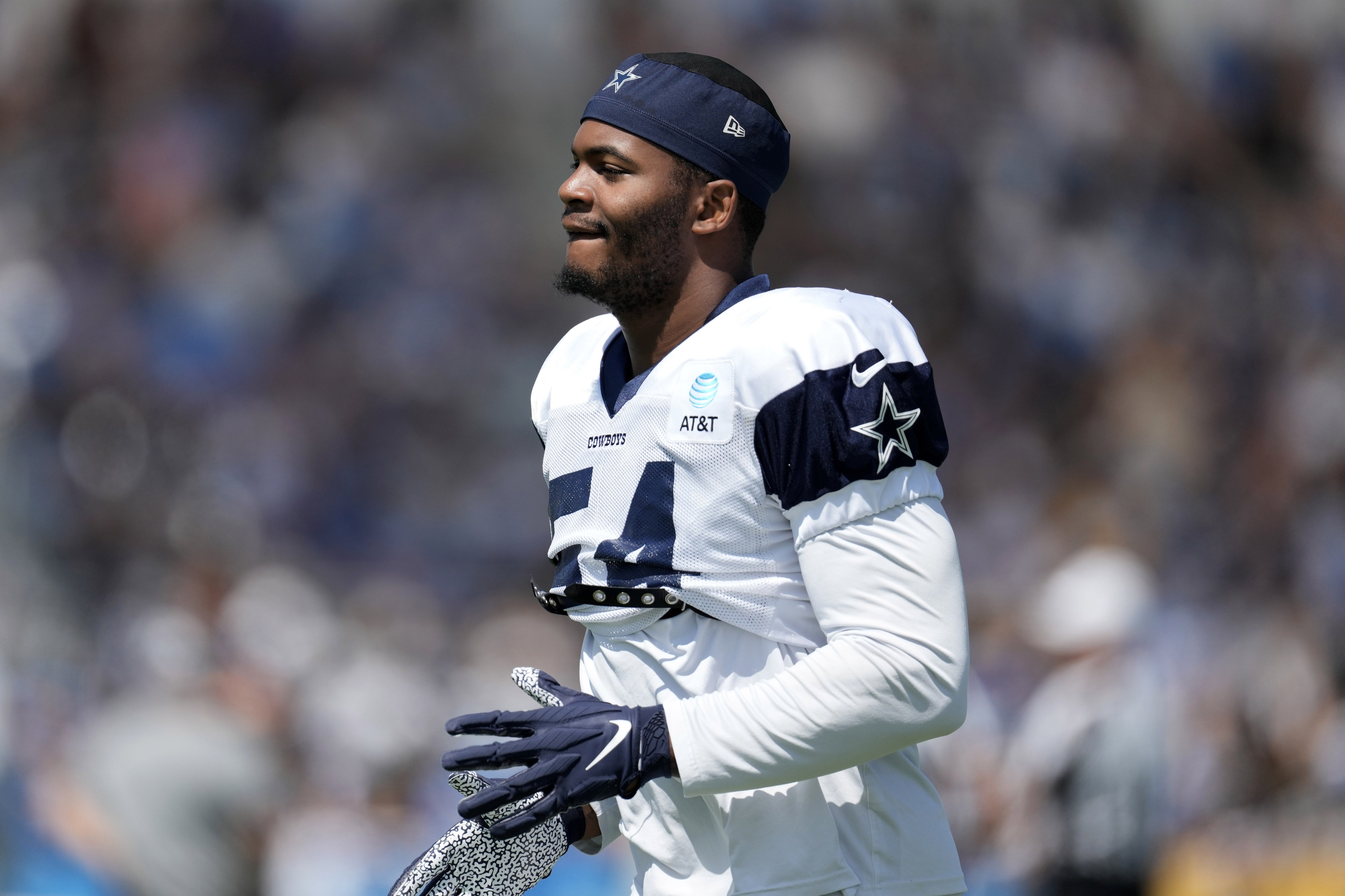Aug 18, 2022; Costa Mesa, CA, USA; Dallas Cowboys defensive end Sam Williams (54) during joint practice against the Los Angeles Chargers at Jack Hammett Sports Complex. Mandatory Credit: Kirby Lee-USA TODAY Sports