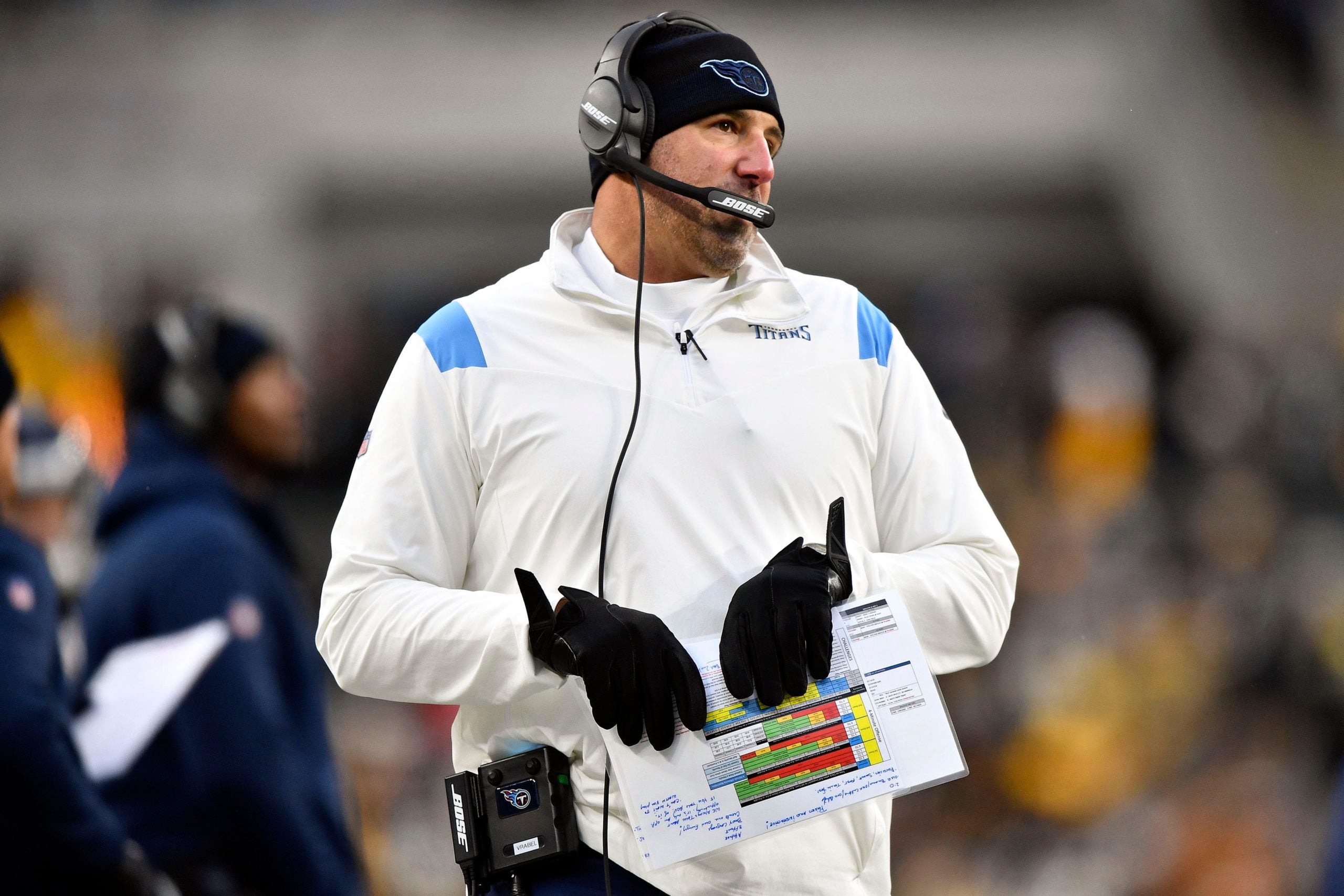 Tennessee Titans head coach Mike Vrabel watches as time runs out during the fourth quarter at Heinz Field Sunday, Dec. 19, 2021 in Pittsburgh, Pa. Titans Steelers 147