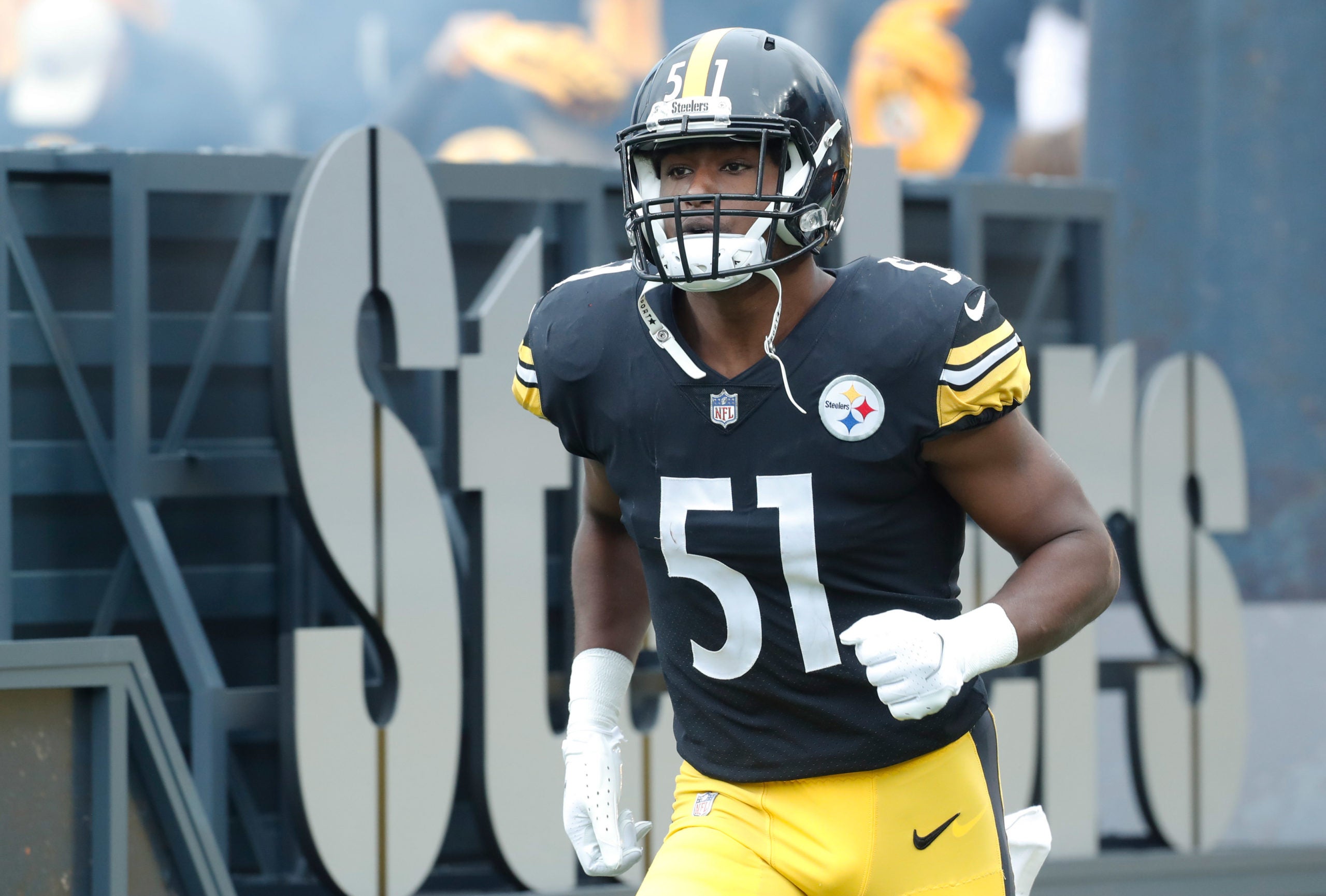 Oct 2, 2022; Pittsburgh, Pennsylvania, USA; Pittsburgh Steelers linebacker Myles Jack (51) takes the field against the New York Jets at Acrisure Stadium. Mandatory Credit: Charles LeClaire-USA TODAY Sports