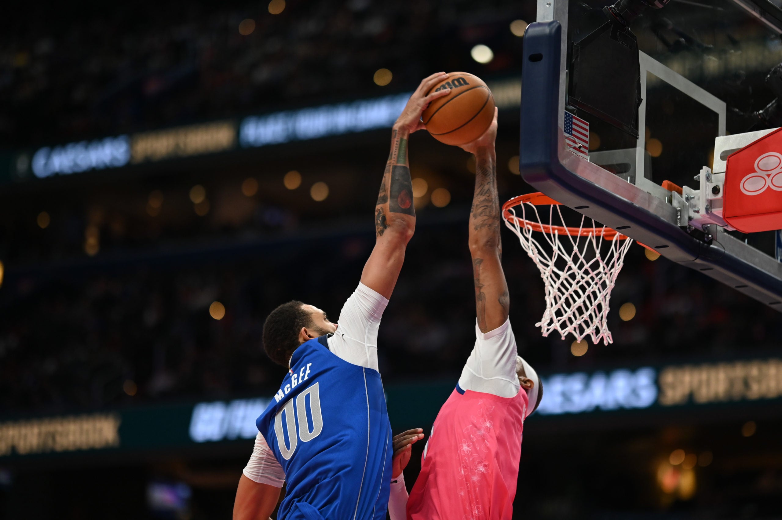 JaVale McGee blocks a shot