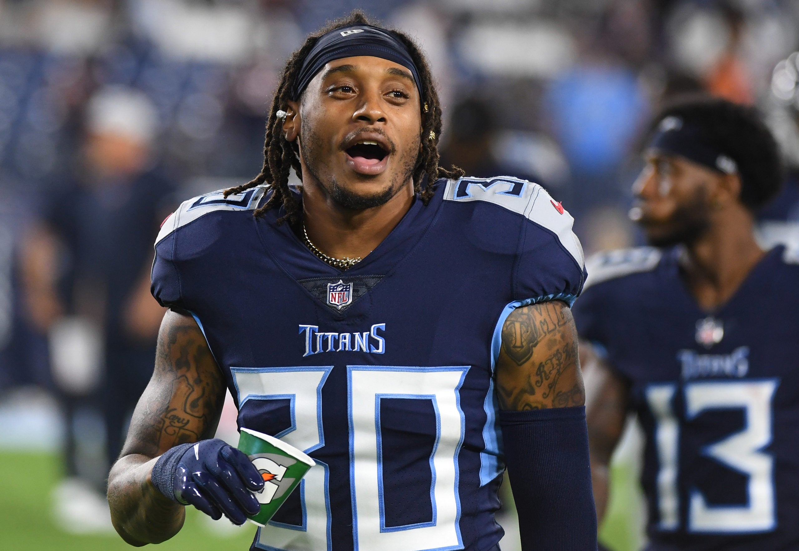 Aug 28, 2021; Nashville, TN, USA; Tennessee Titans safety Bradley McDougald (30) after the game against the Chicago Bears at Nissan Stadium. Mandatory Credit: Christopher Hanewinckel-USA TODAY Sports