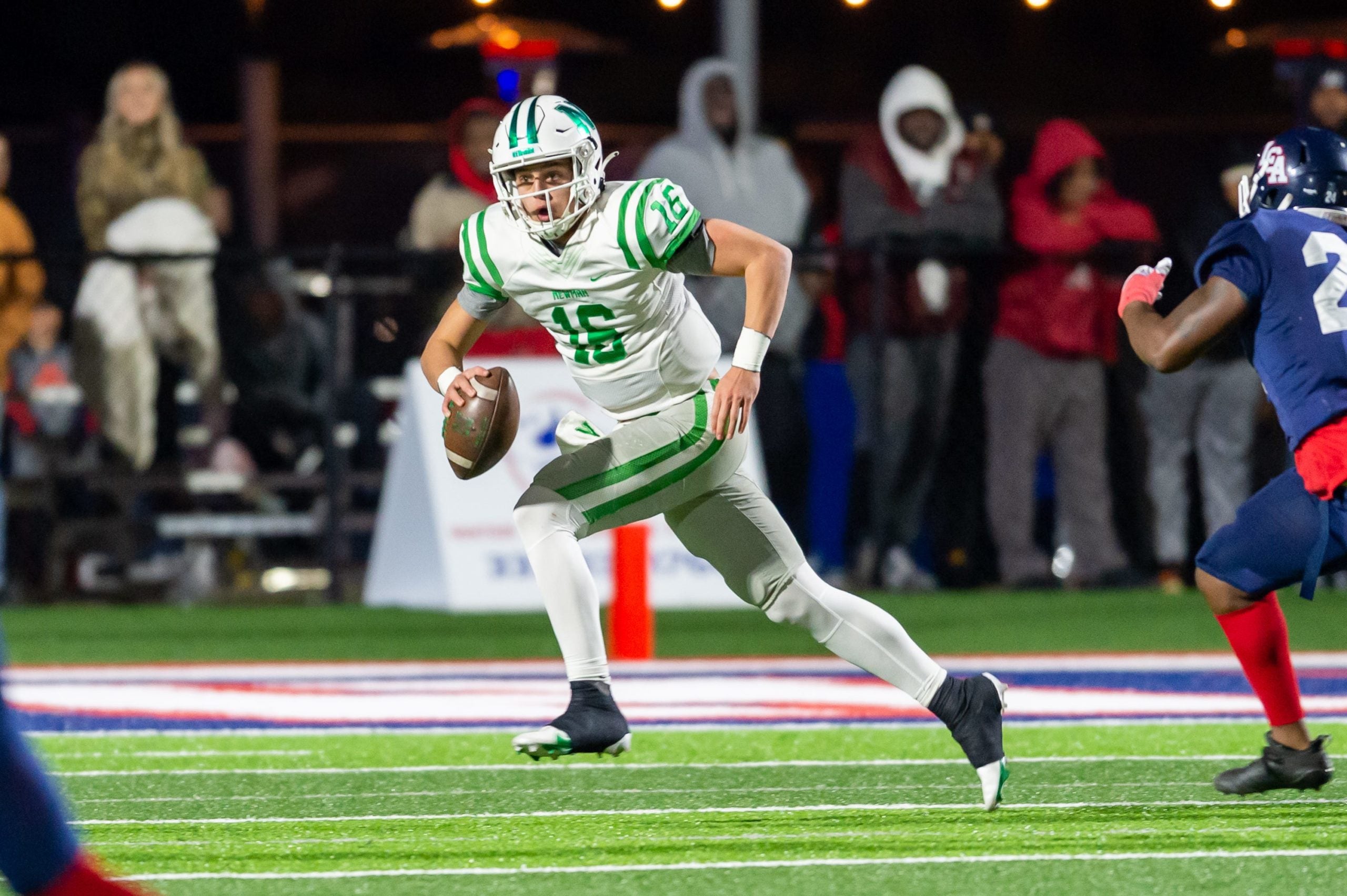 Quarterback Arch Manning 16 runs the ball as Newman takes on Lafayette Christian Academy in the LHSAA Div III semi finals.  Wednesday, Nov. 24, 2021. Arch Manning
