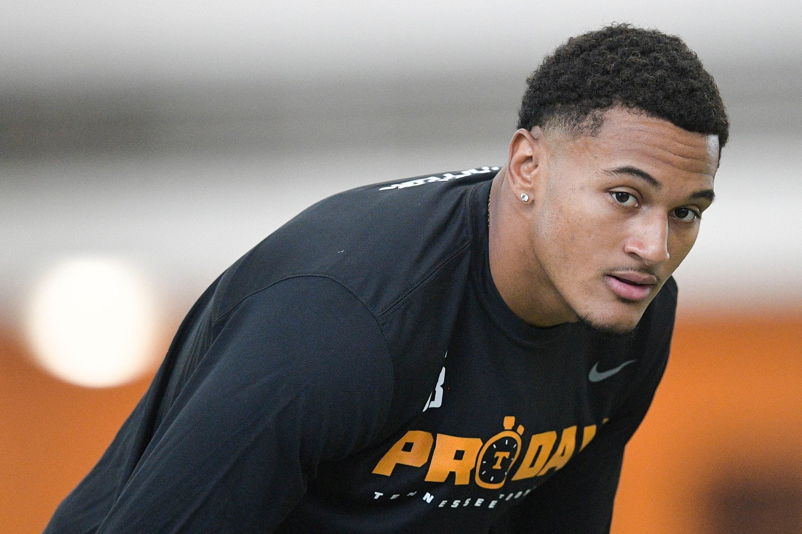 Tennessee defensive back Alontae Taylor at Tennessee Football Pro Day at Anderson Training Facility in Knoxville, Tenn. on Wednesday, March 30, 2022. Kns Ut Nfl Draft