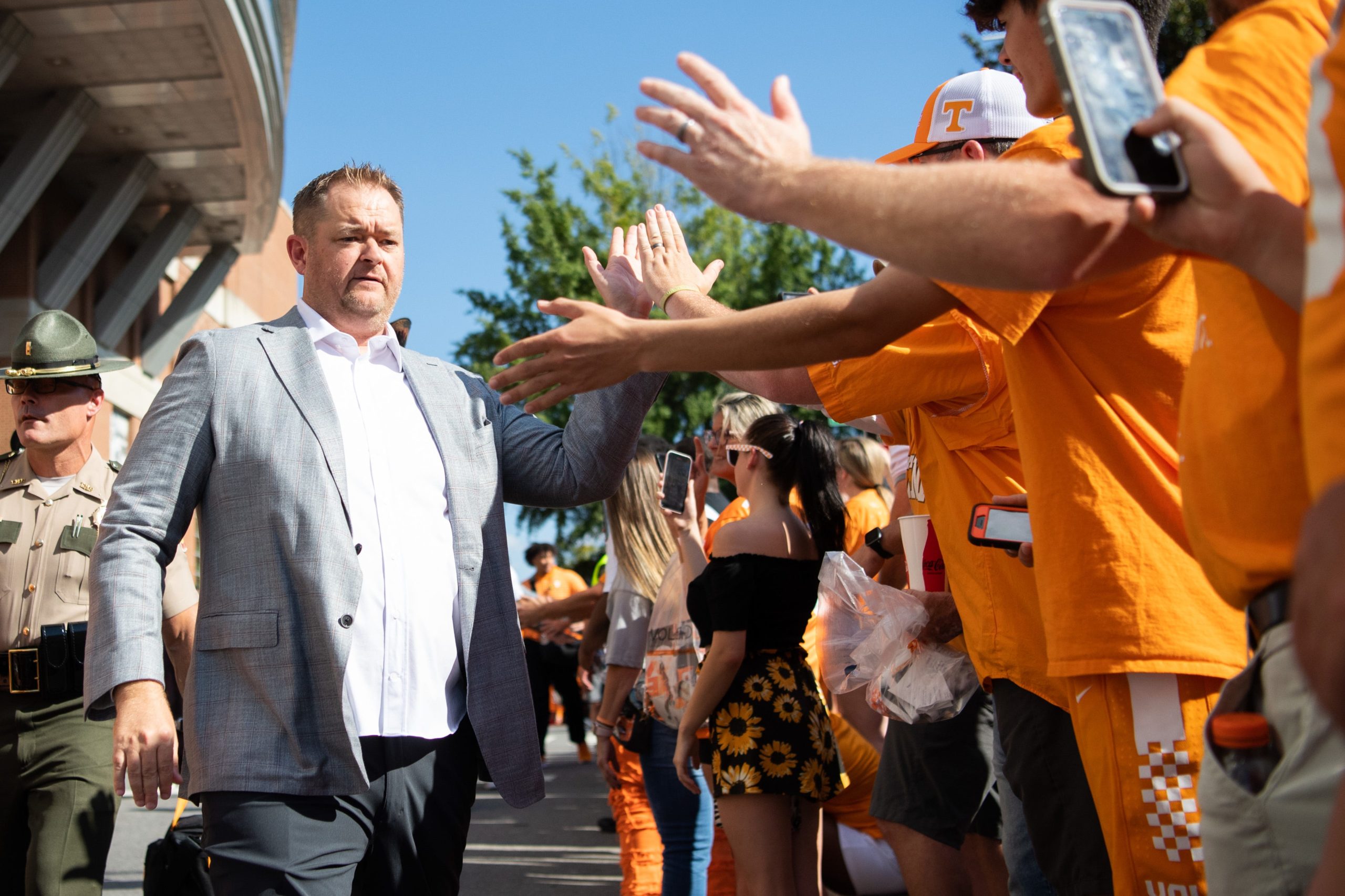 Tennessee head coach Josh Heupel during the Vol Walk before Tennessee's game against Ball State in Neyland Stadium on Thursday, Sept. 1, 2022. Kns Vols Ball State Bp