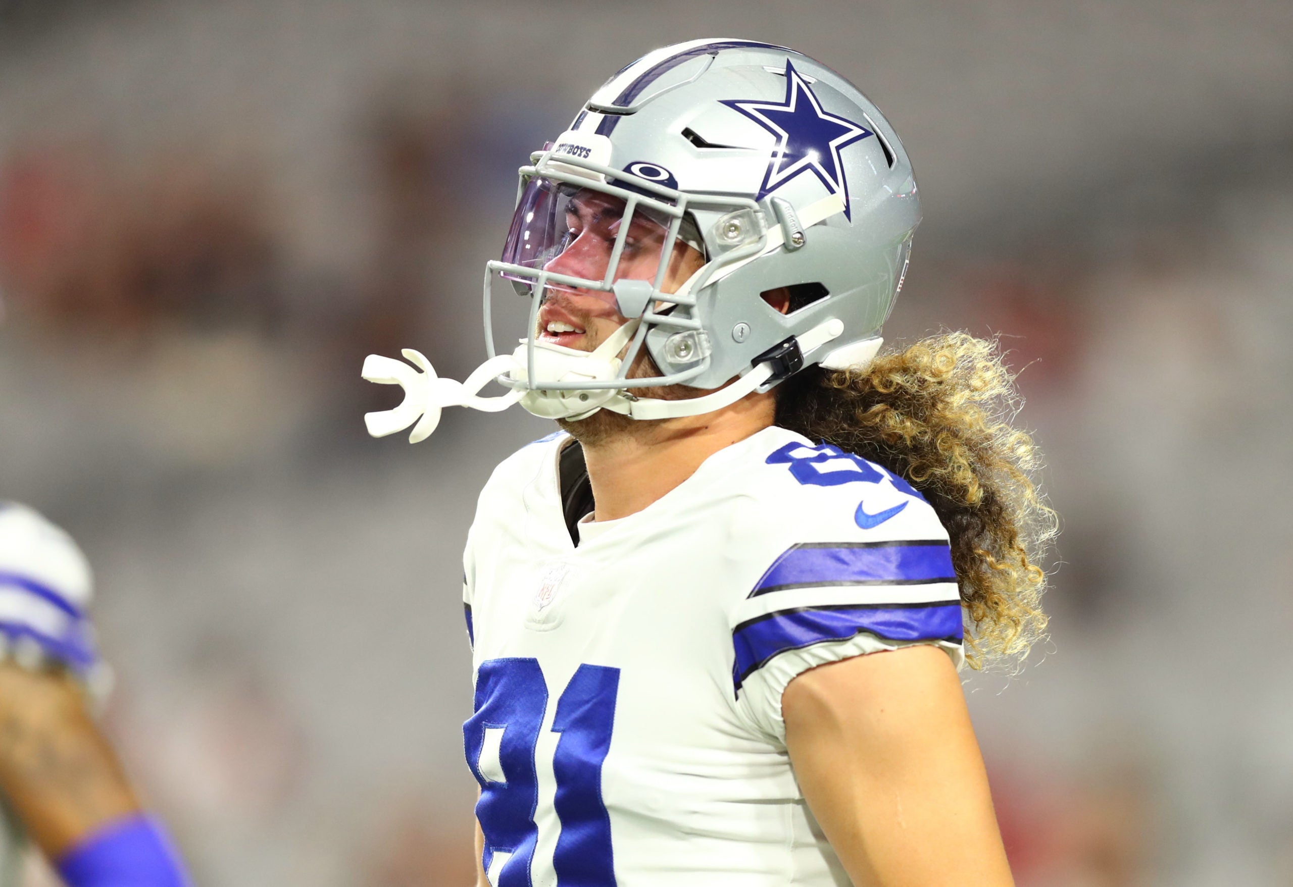 Aug 13, 2021; Glendale, Arizona, USA; Dallas Cowboys wide receiver Simi Fehoko (81) prior to the game against the Arizona Cardinals at State Farm Stadium. Mandatory Credit: Billy Hardiman-USA TODAY Sports