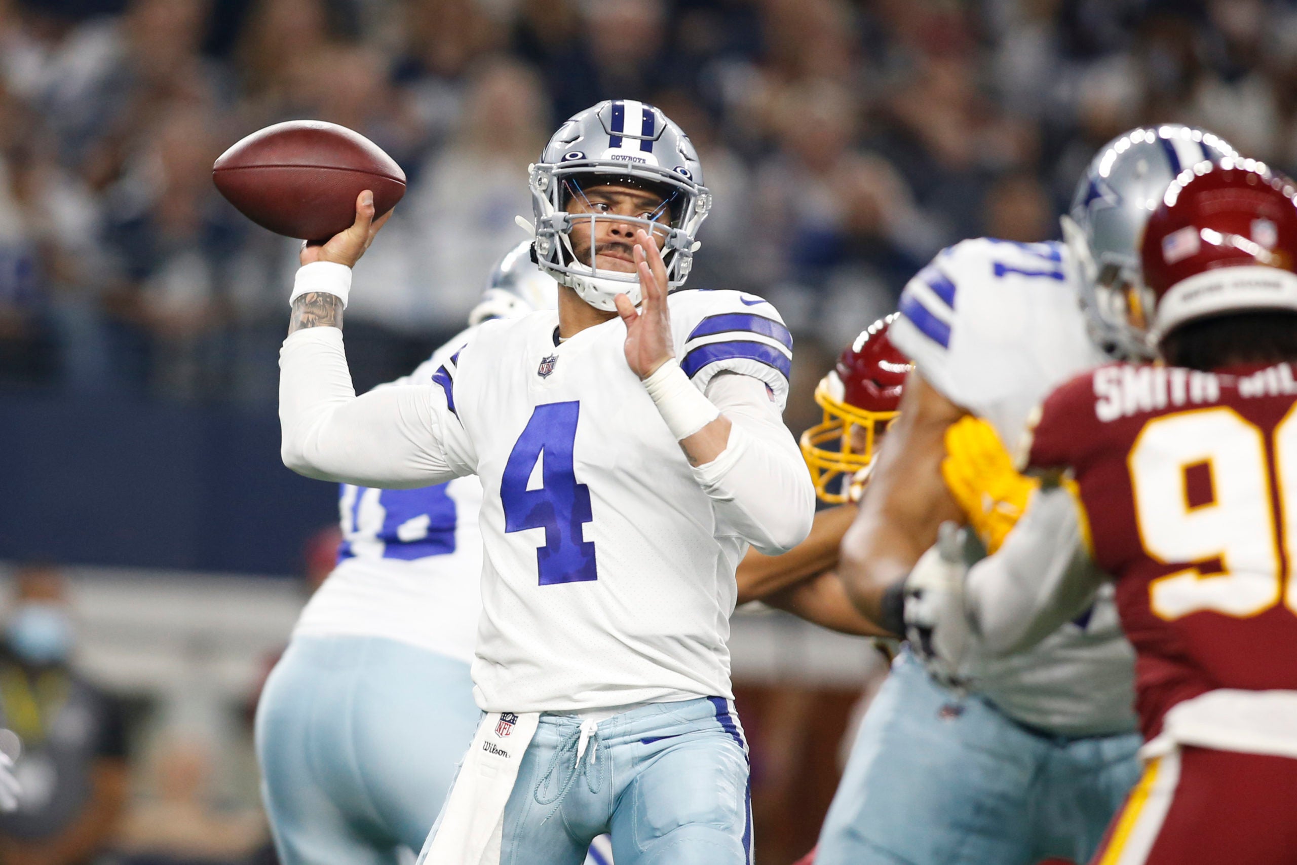Dak Prescott, QB, cowboys, PFF, defense, pressure, sacks, playoff, team, offense, defense