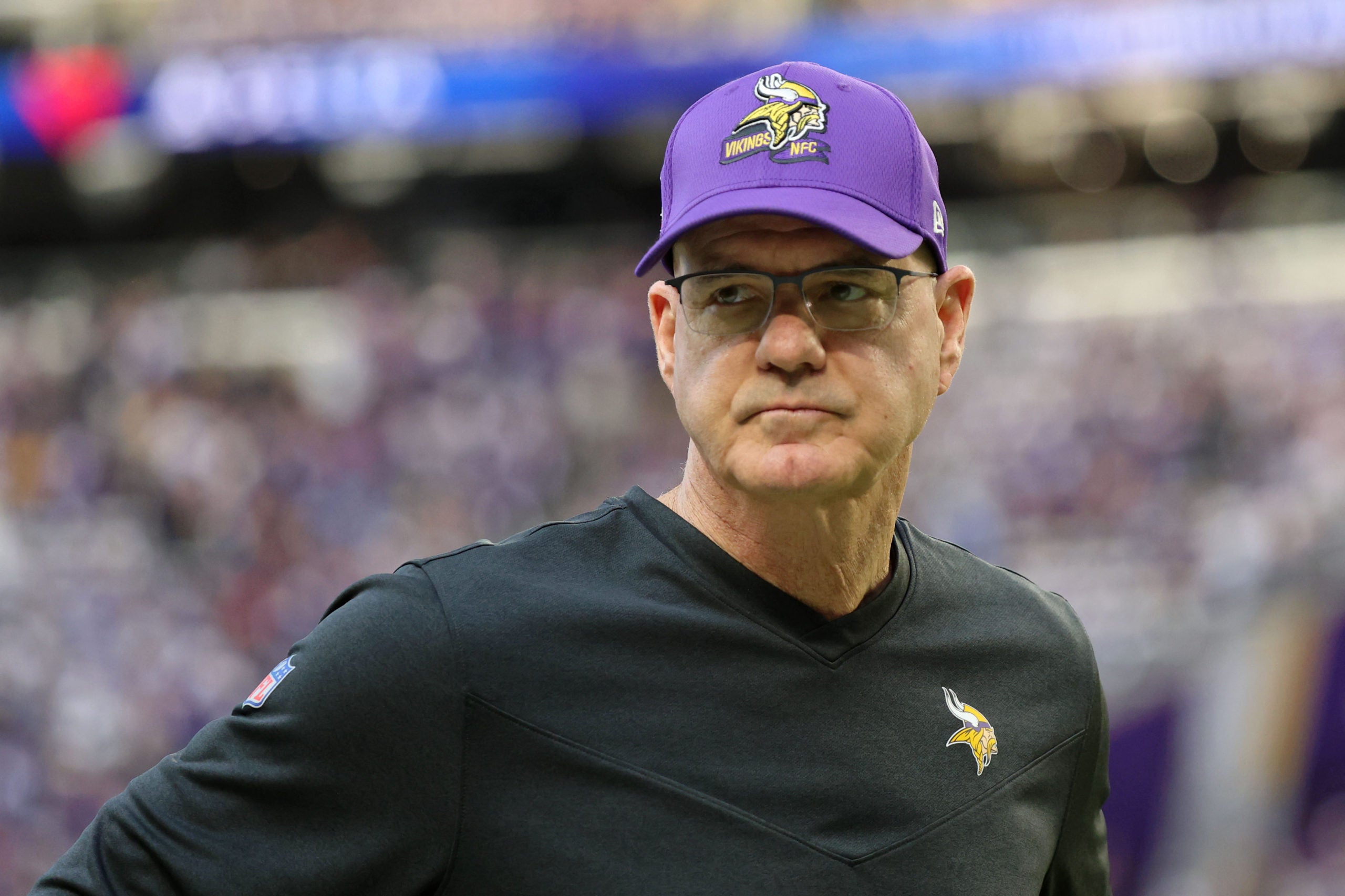 Jan 15, 2023; Minneapolis, Minnesota, USA; Minnesota Vikings defensive coordinator Ed Donatell looks on before a wild card game against the New York Giants at U.S. Bank Stadium. Mandatory Credit: Matt Krohn-USA TODAY Sports
