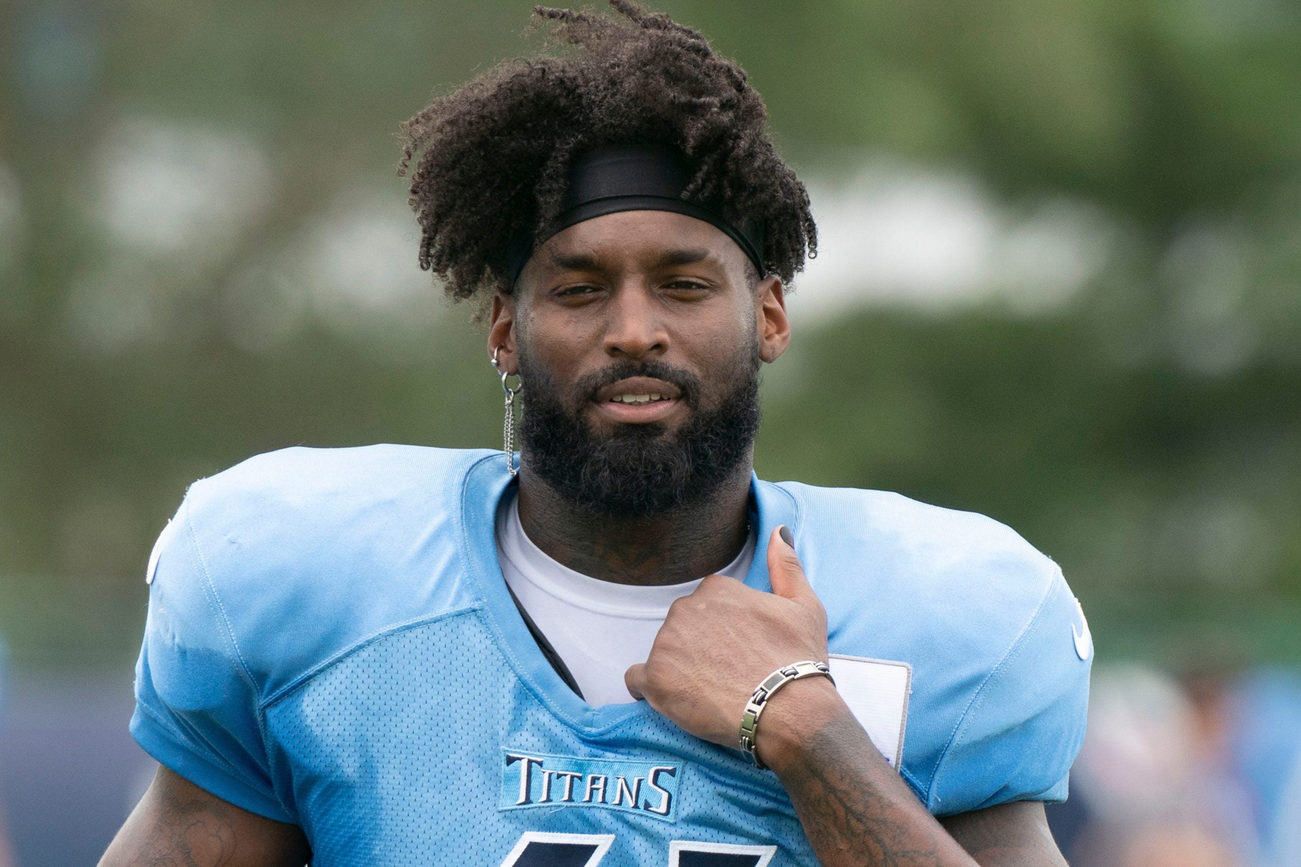 Tennessee Titans linebacker Zach Cunningham (41) walks off the field after a training camp practice at Ascension Saint Thomas Sports Park Thursday, Aug. 4, 2022, in Nashville, Tenn. Nas 0804 Titans 033