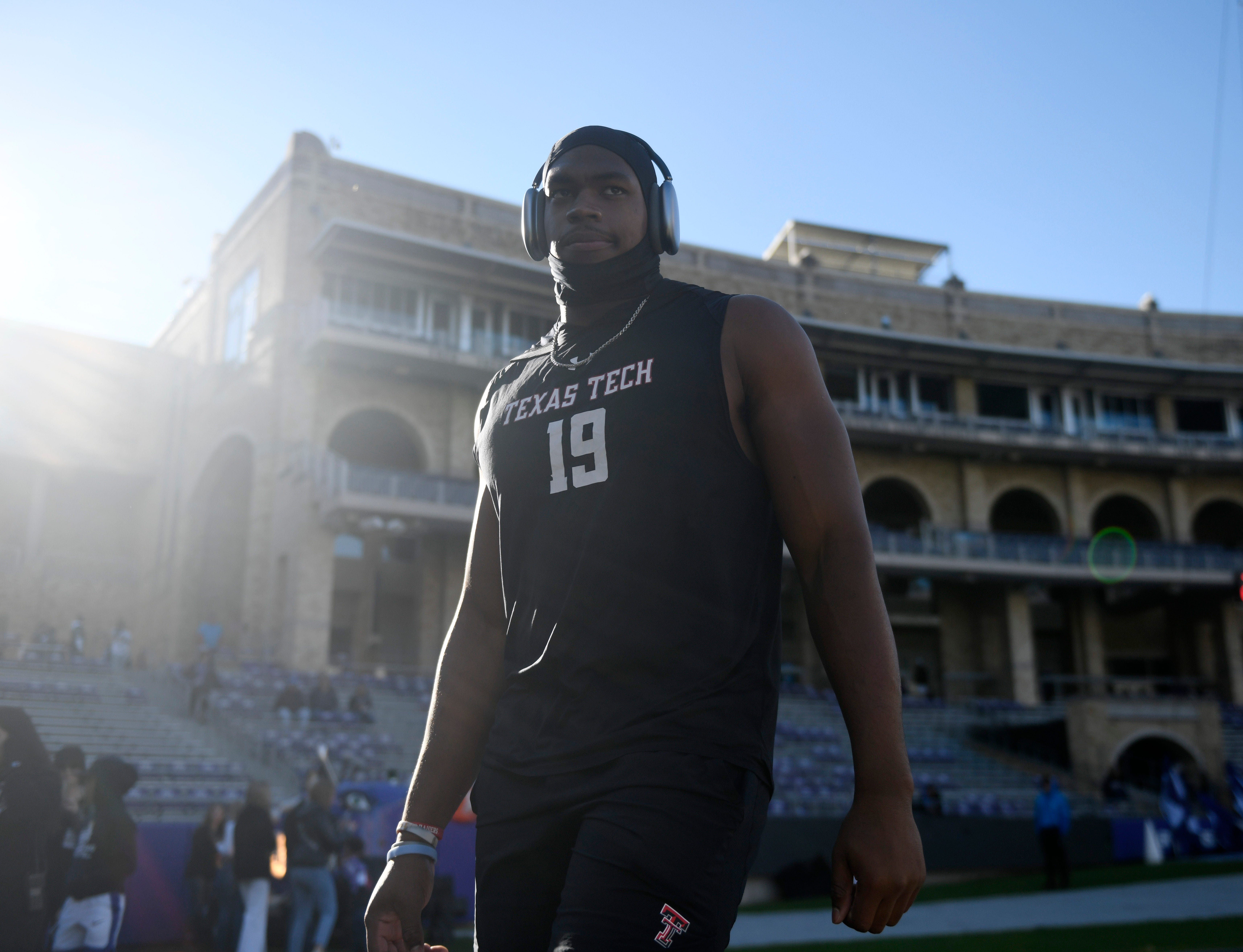 Texas Tech's Tyree Wilson warms up before the game against TCU, Nov. 5, 2022, at Amon G. Carter Stadium in Fort Worth, Texas. Syndication Lubbock Avalanche Journal