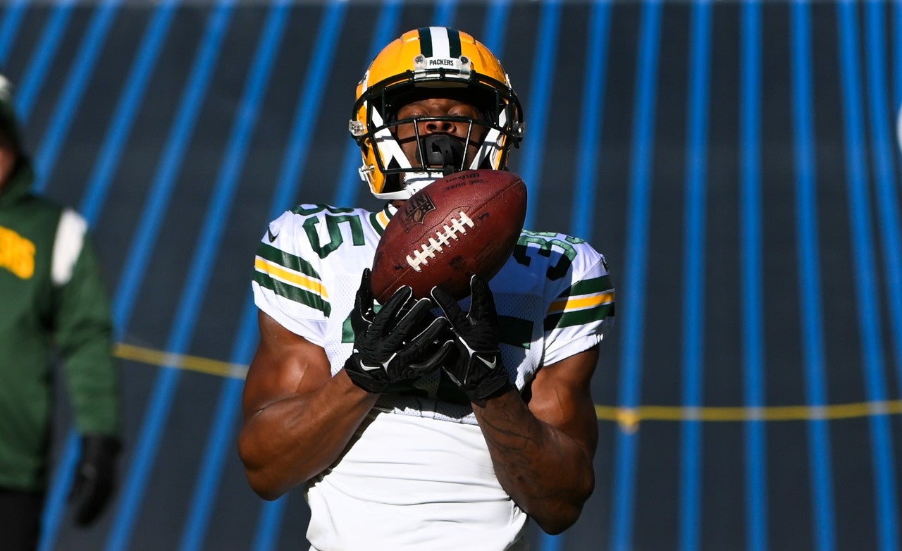 Dec 4, 2022; Chicago, Illinois, USA; Green Bay Packers cornerback Corey Ballentine (35) warms up before a game against the Chicago Bears at Soldier Field.