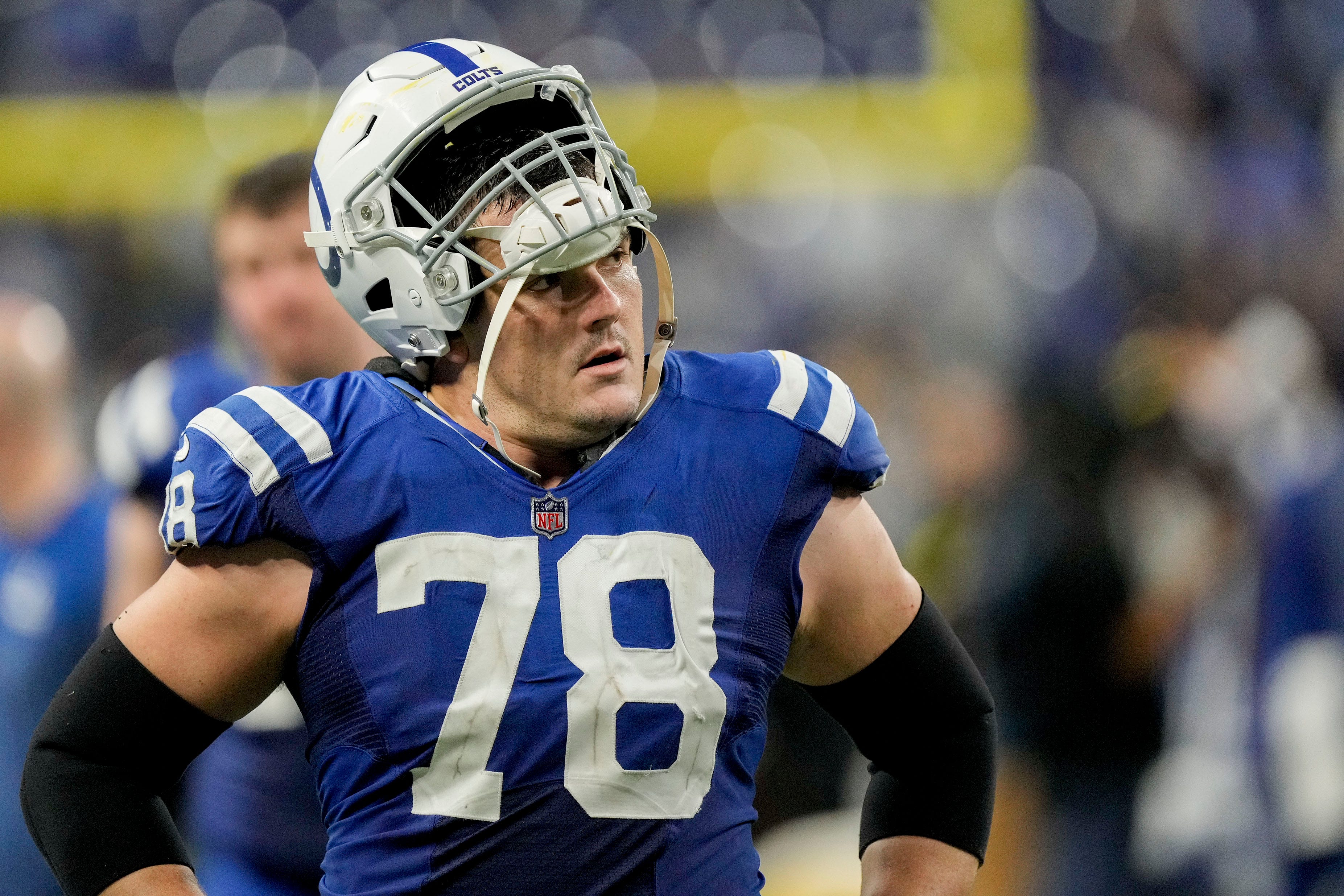 Indianapolis Colts center Ryan Kelly (78) leaves the field Tuesday, Dec. 27, 2022, after losing a game 20-3 against the Los Angeles Chargers at Lucas Oil Stadium in Indianapolis.