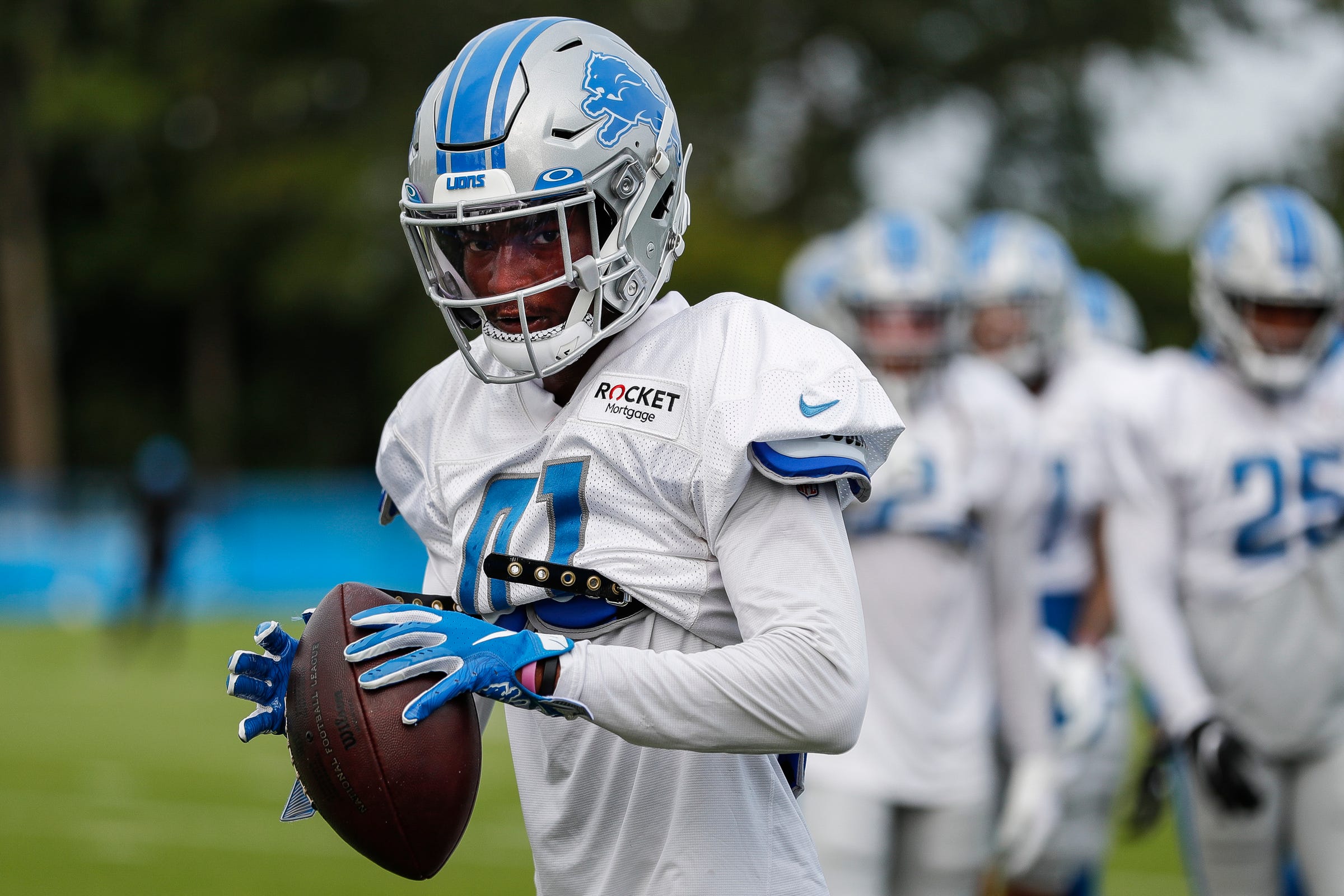 Detroit Lions cornerback A.J. Parker (41) practices during training camp at practice facility in Allen Park, Tuesday, August 10, 2021. Credit: Junfu Han via Imagn Content Services, LLC