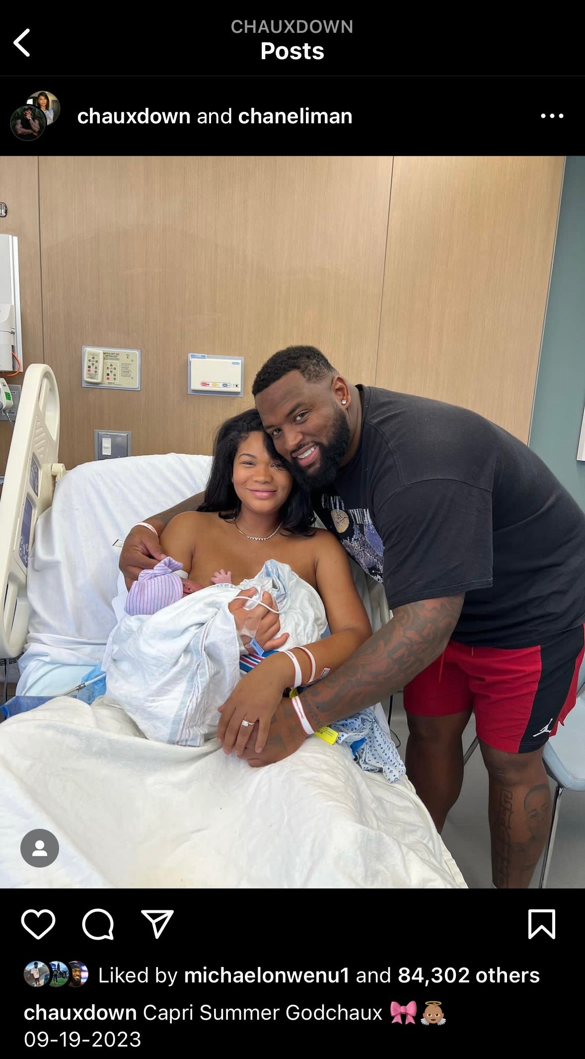 Davon Godchaux with his newborn