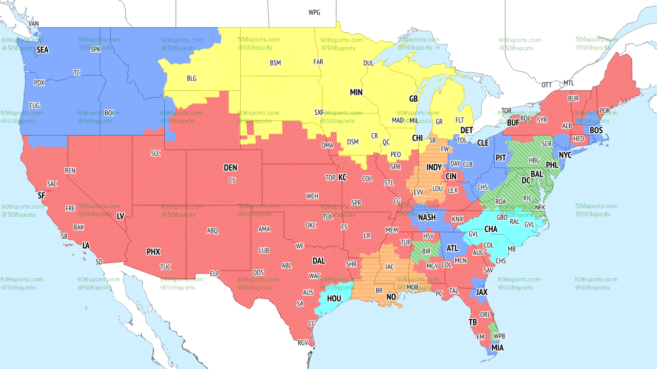 NFL Week 8 FOX Single broadcast map