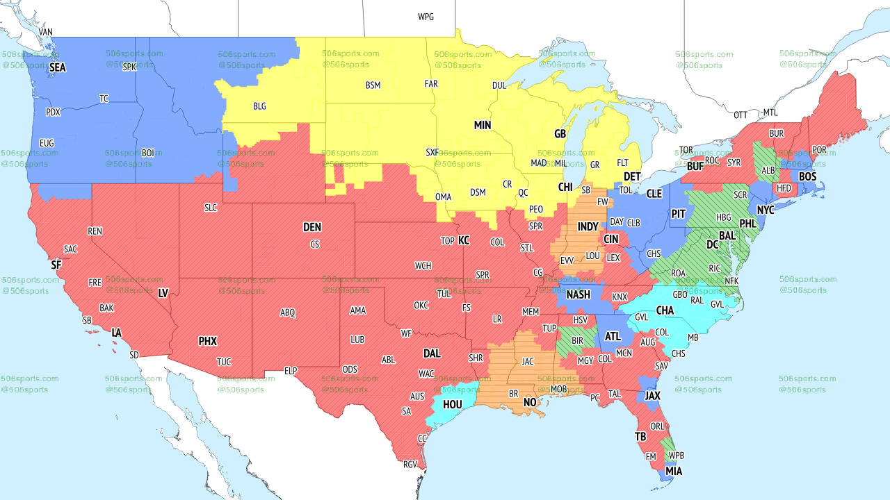 Fox Broadcast Map for Week 8 via 506Sports