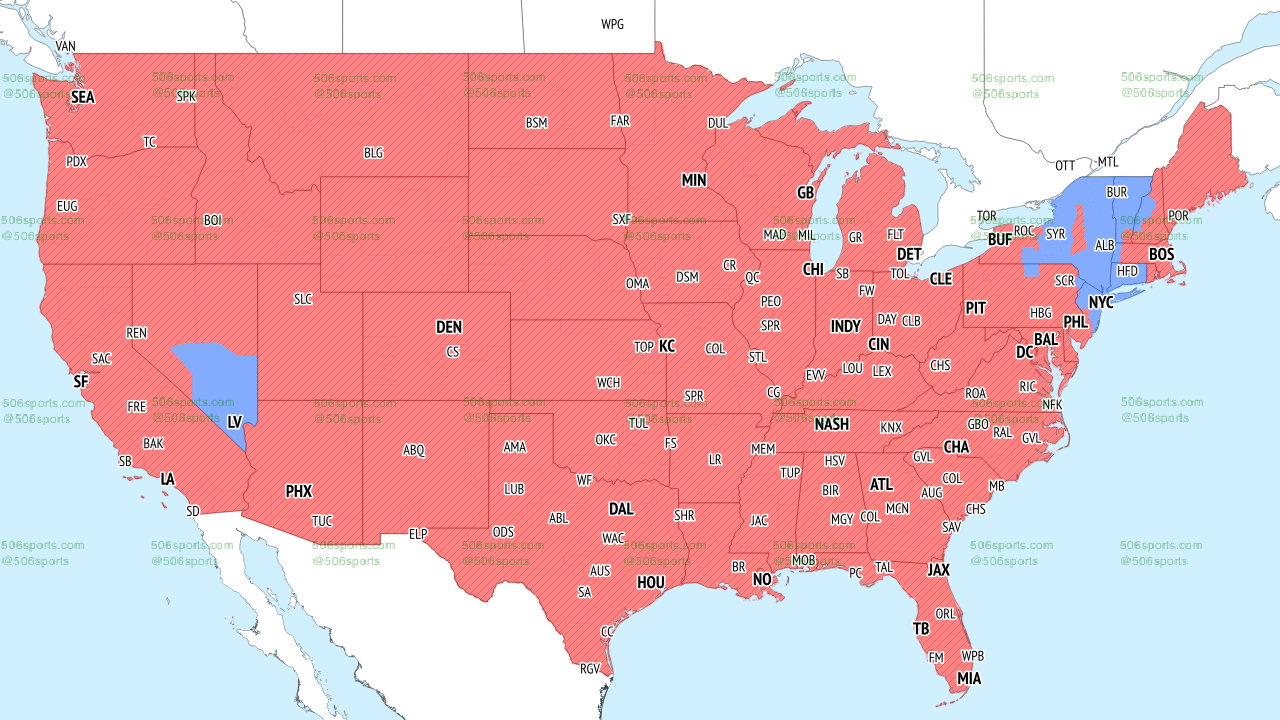Dallas Cowboys @ Philadelphia Eagles, Week 9 NFL Broadcast Map