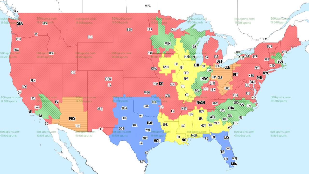NFL Week 9 Broadcast Map for CBS