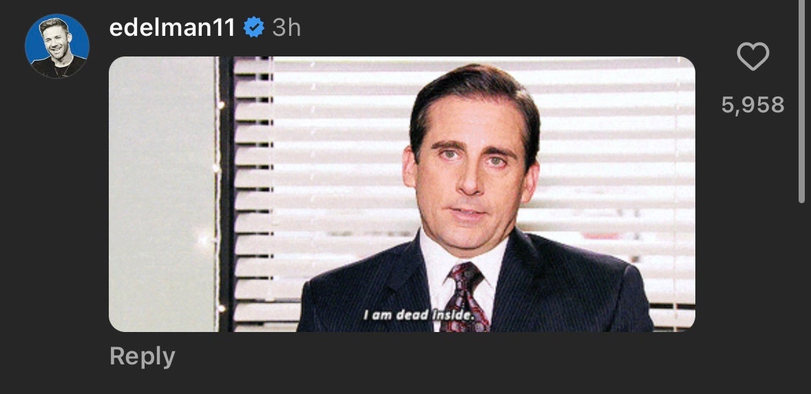 Julian Edelman's response to Tom Brady on Instragram