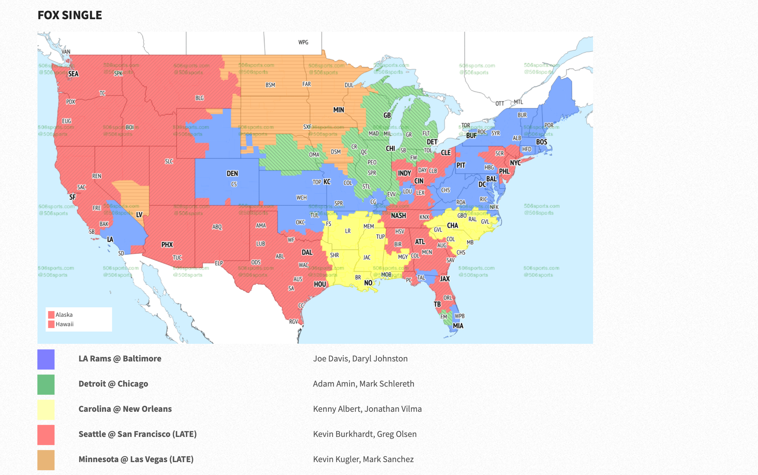 Fox's Week 14 broadcast map