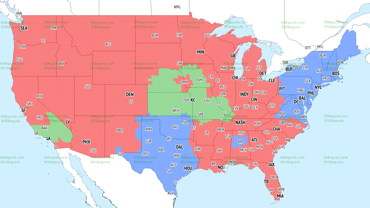 NFL Week 18 broadcast map, CBS late
