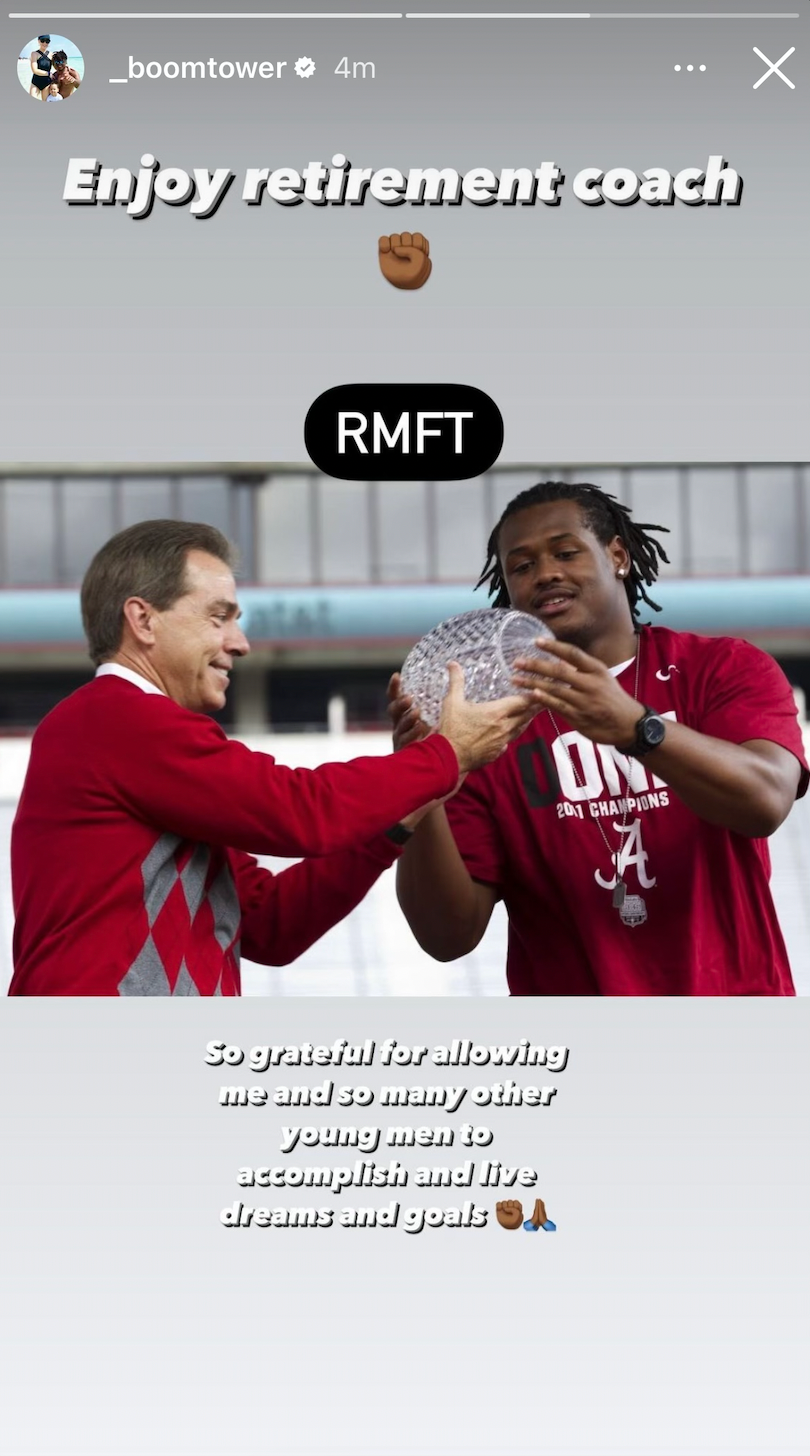 Dont'a Hightower on Instagram reacting to Nick Saban retirement news