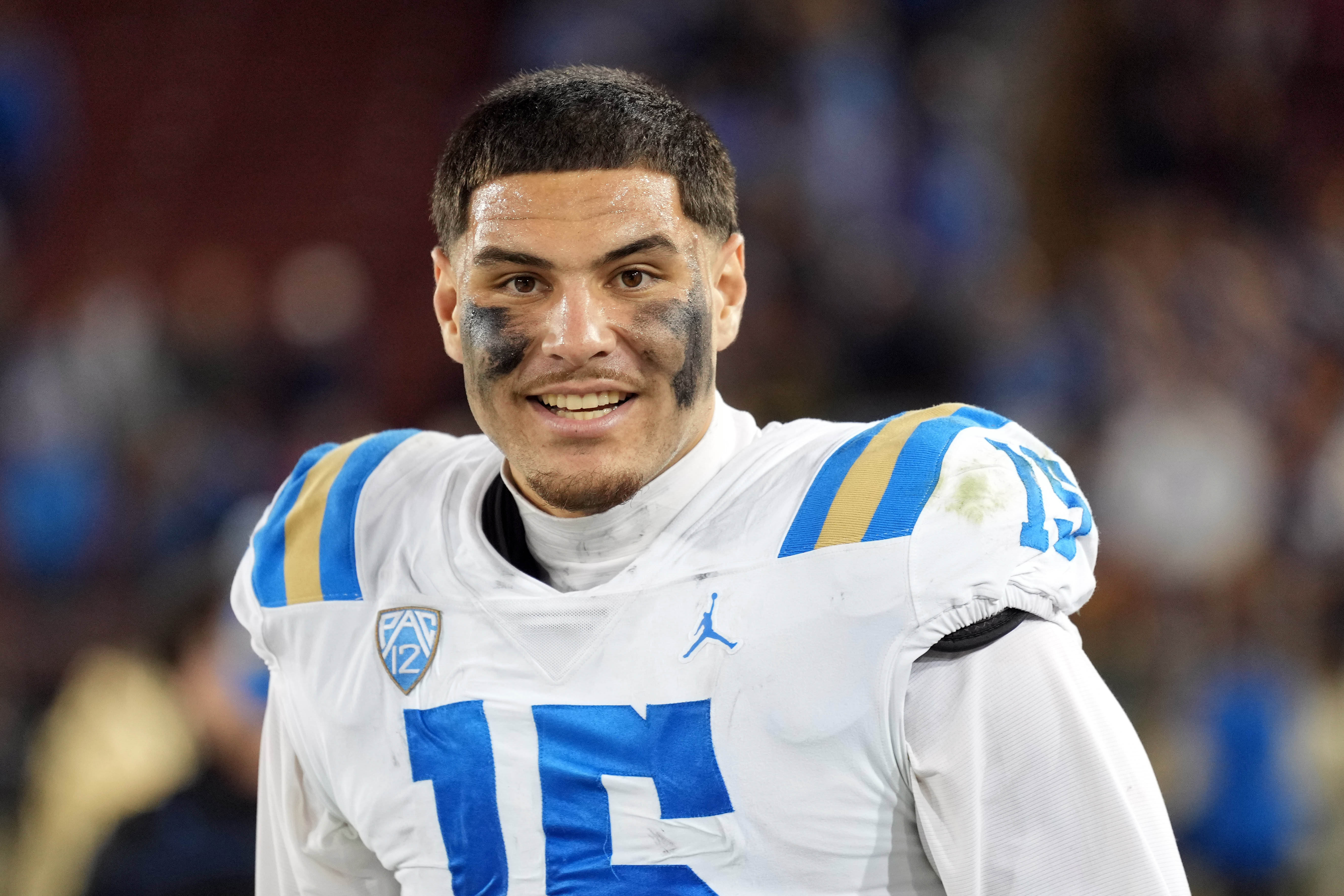 Oct 21, 2023; Stanford, California, USA; UCLA Bruins defensive lineman Laiatu Latu (15) after defeating the Stanford Cardinal at Stanford Stadium.