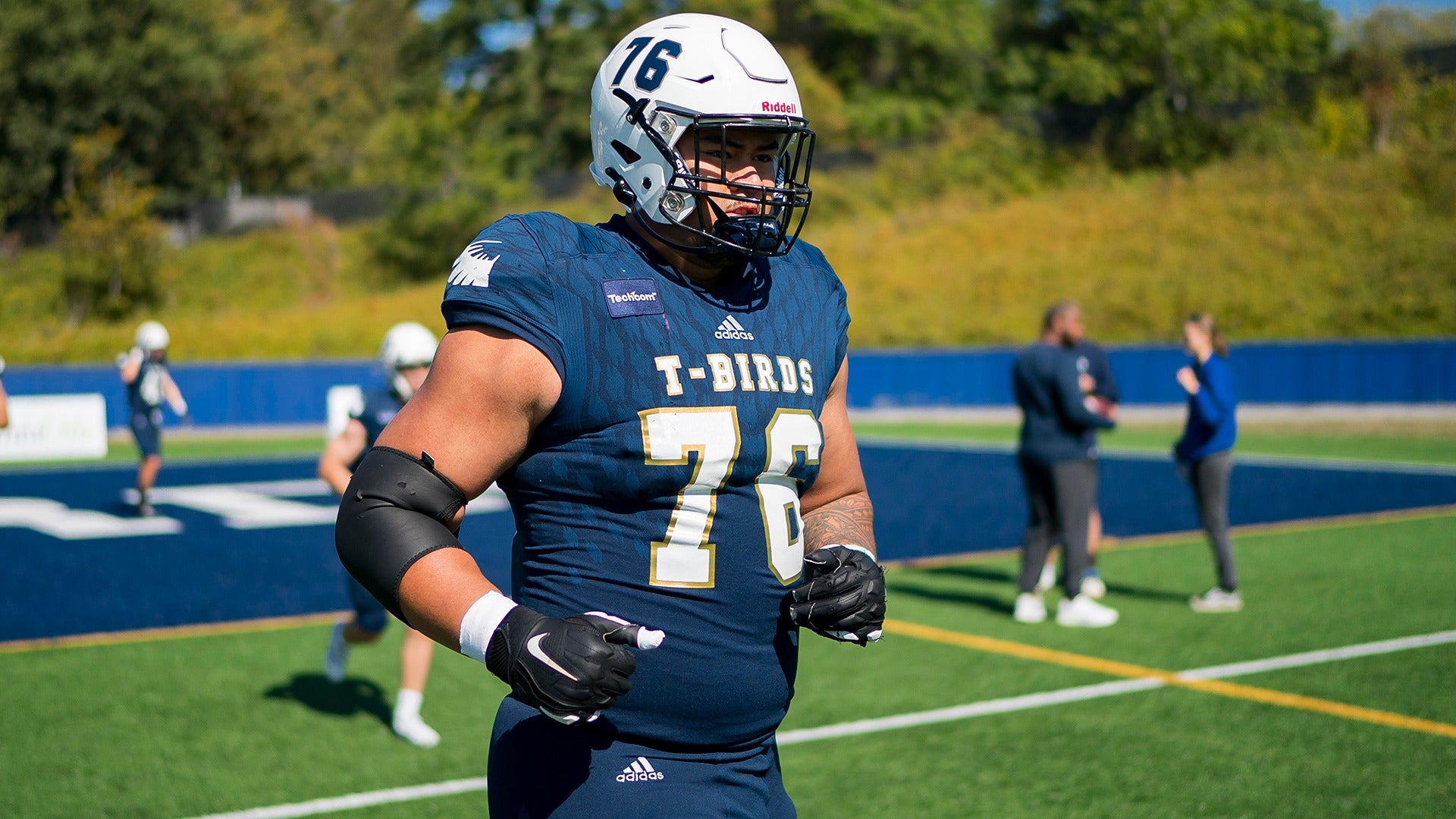 Giovanni Manu practices for the UBC Thunderbirds.