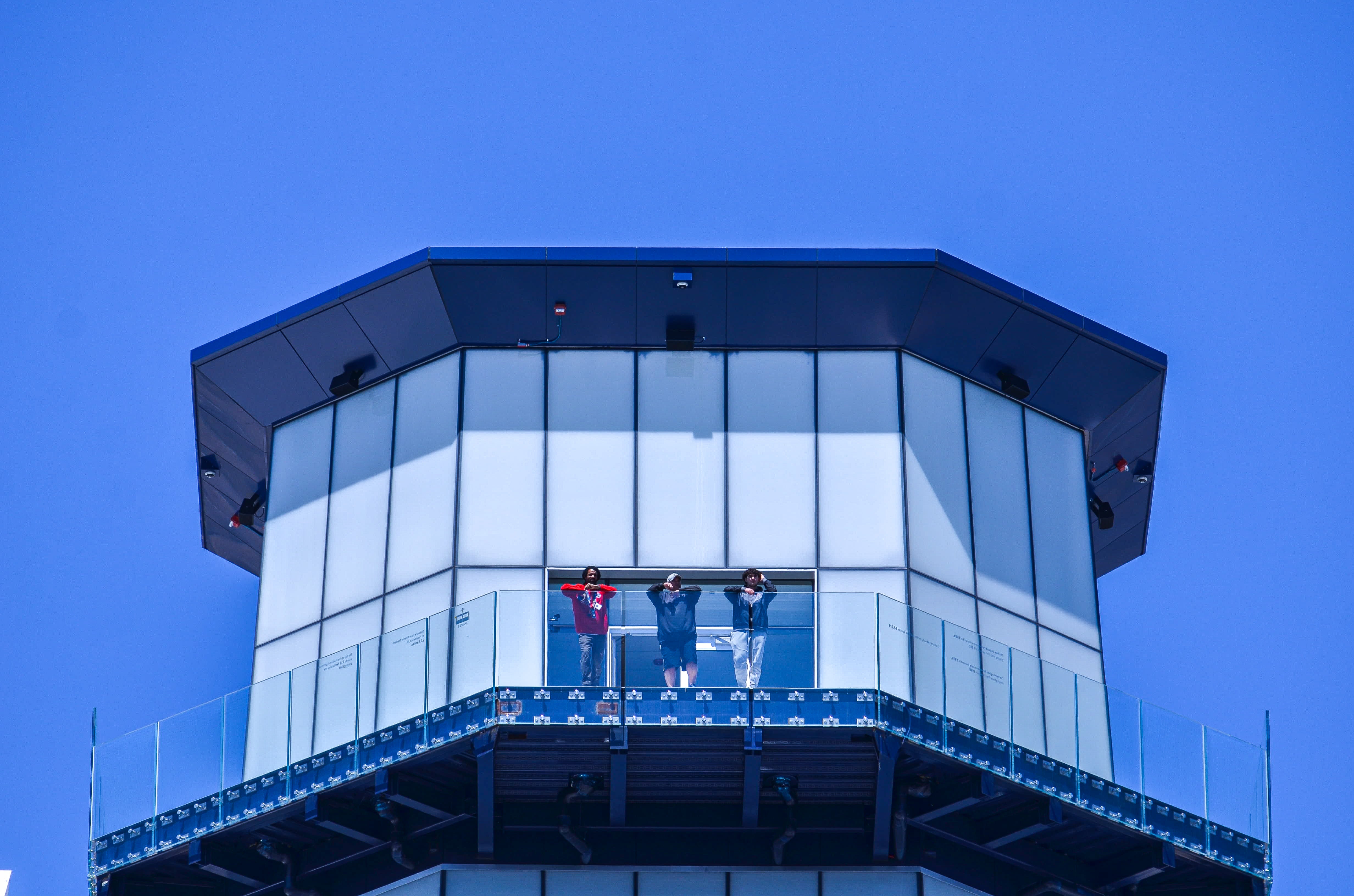Fans watch Drake Maye's introductory press conference from the top of the lighthouse at Gillette Stadium | Friday, April 26