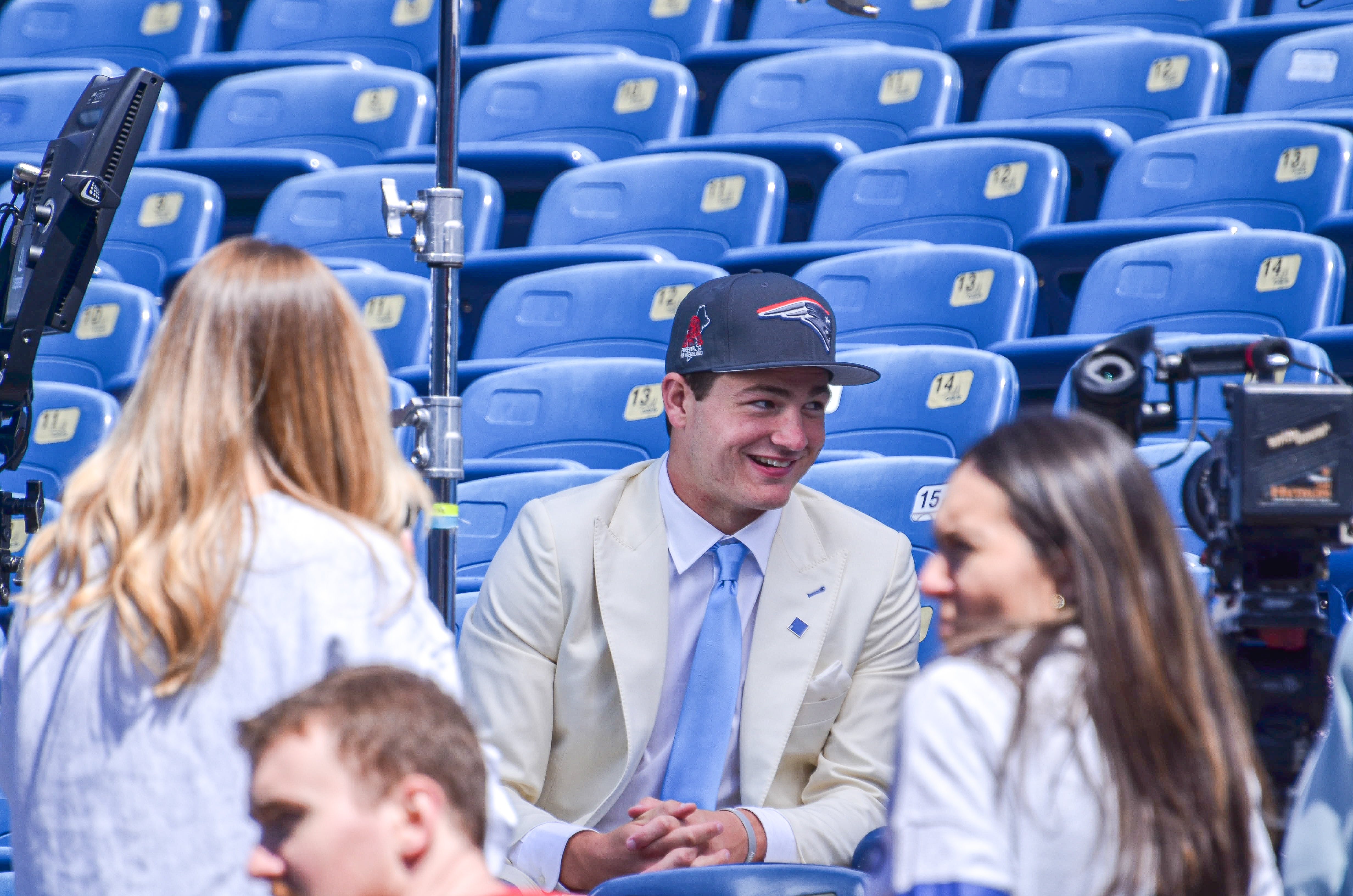 Drake Maye does an exclusive interview in the stands at Gillette Stadium with Patriots.com | Friday, April 26