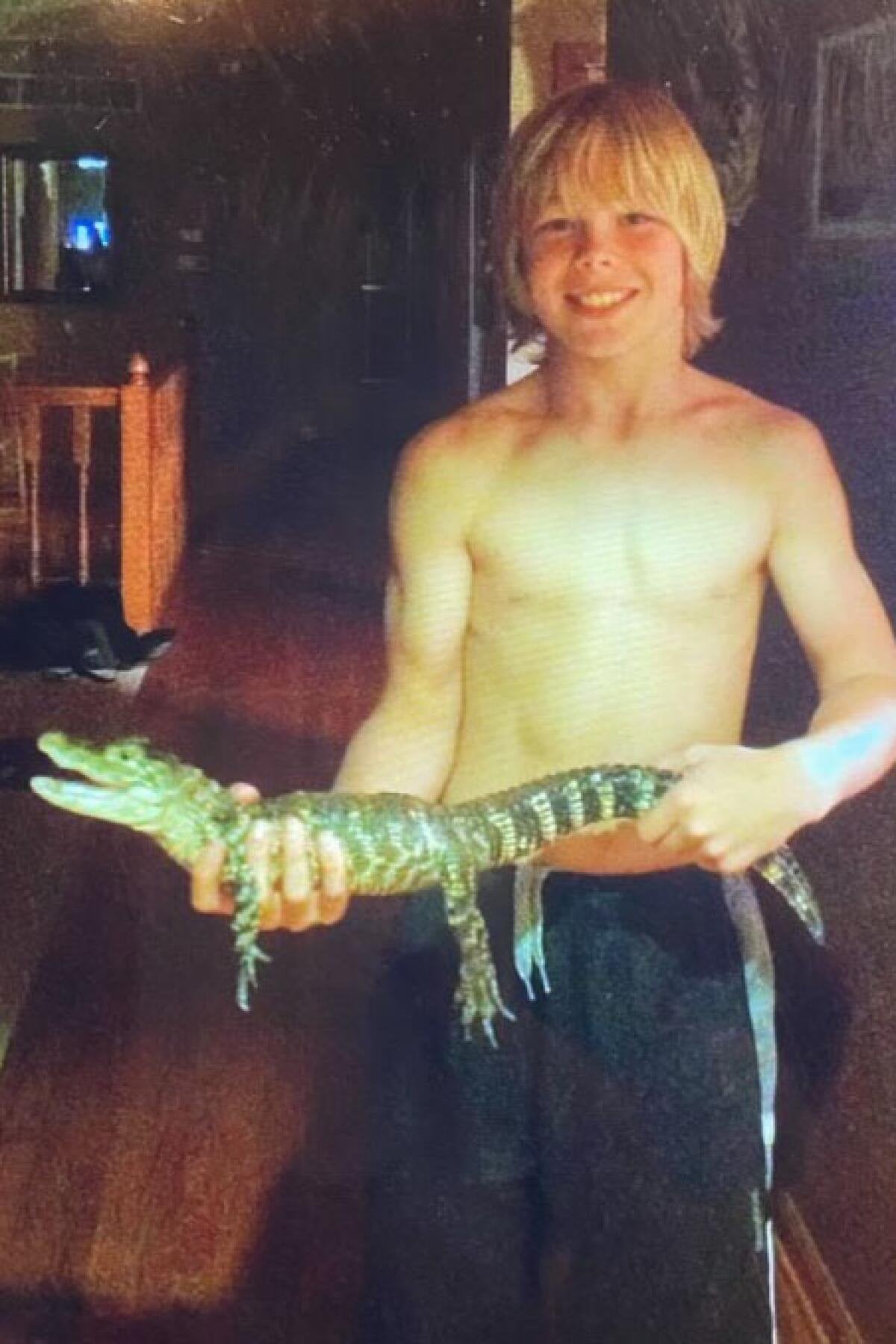 Photo of young Steele w/ Crocky-J