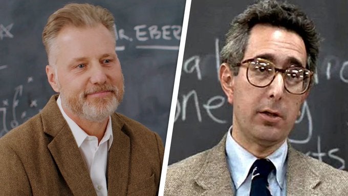 Bears head coach Matt Eberflus appears as a teacher in the team's 2024 schedule release video.