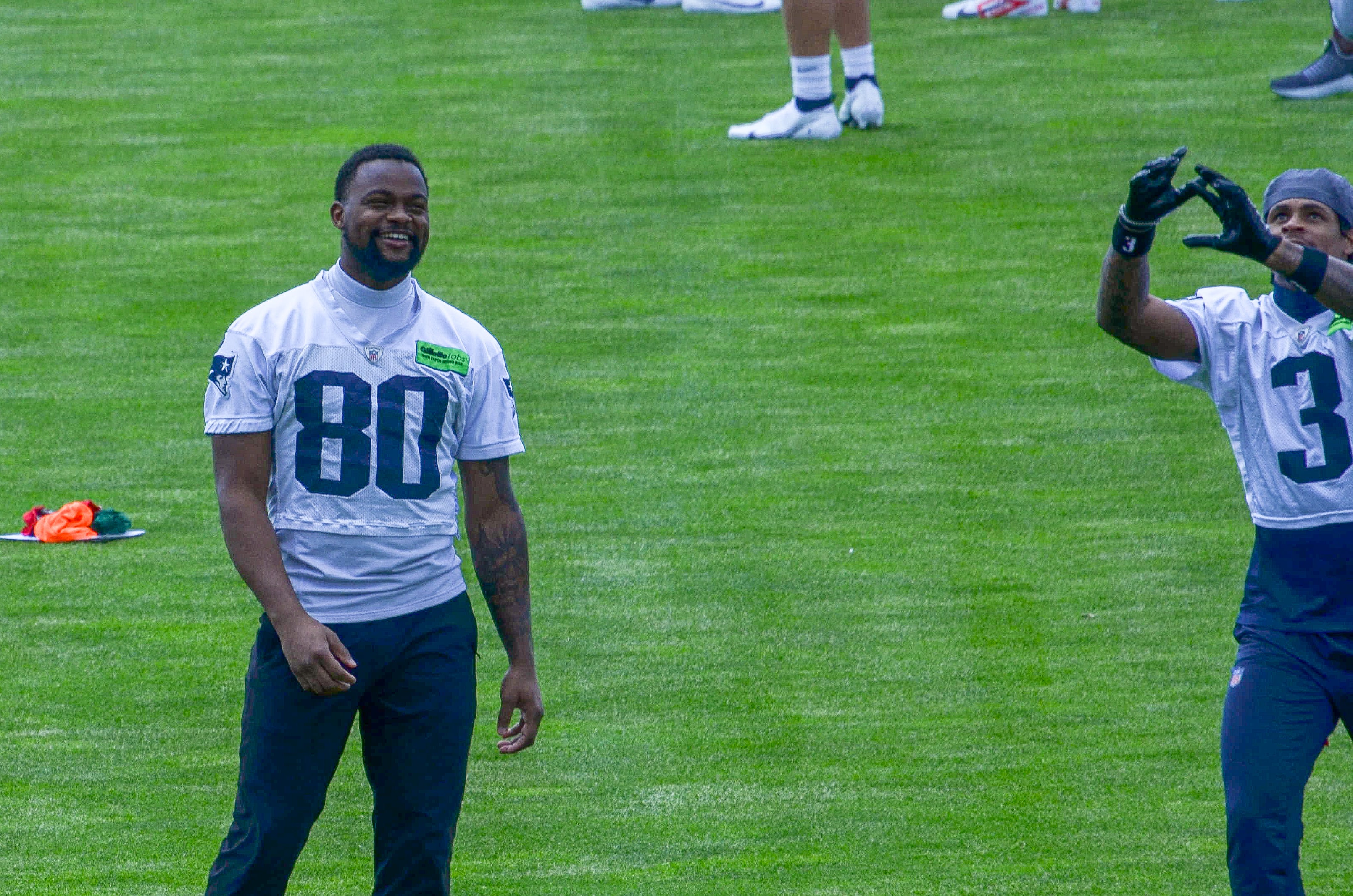 Monday, May 20 - Kayshon Boutte smiles during OTAs