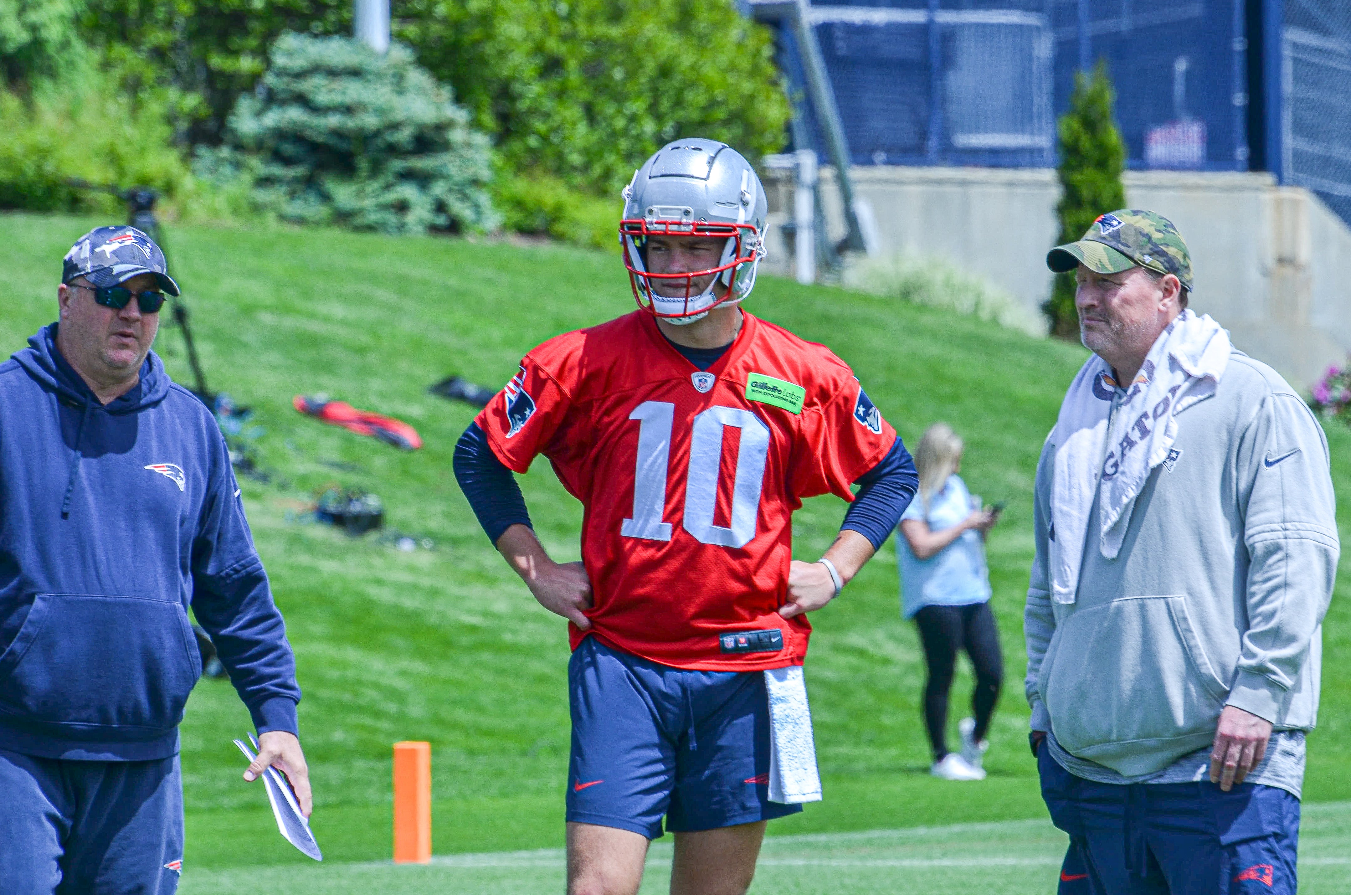 Monday, May 20 - Patriots QB Drake Maye with Offensive Coordinator Alex Van Pelt