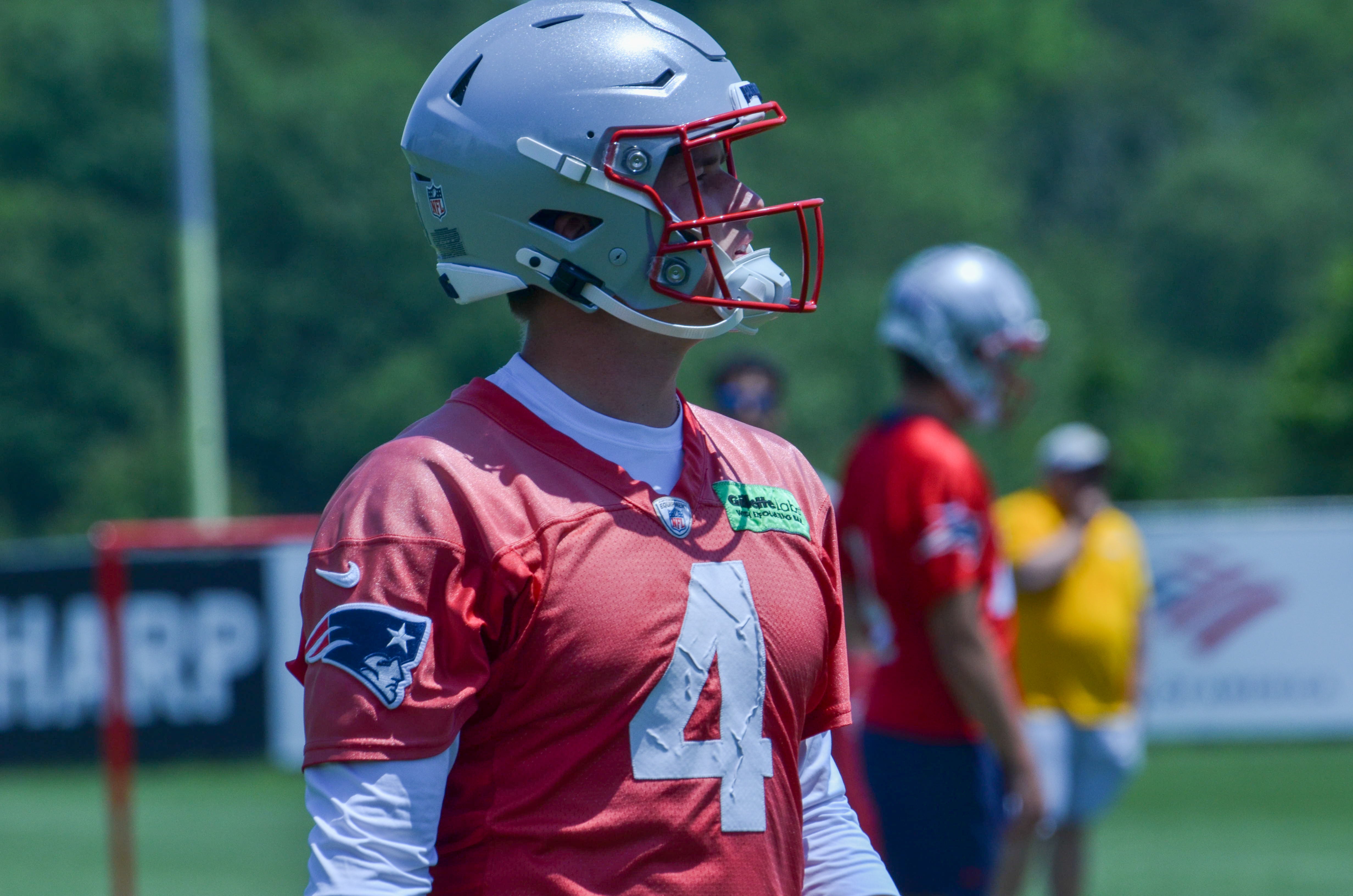 Patriots QB Bailey Zappe at Tuesday's OTAs - June 4, 2024