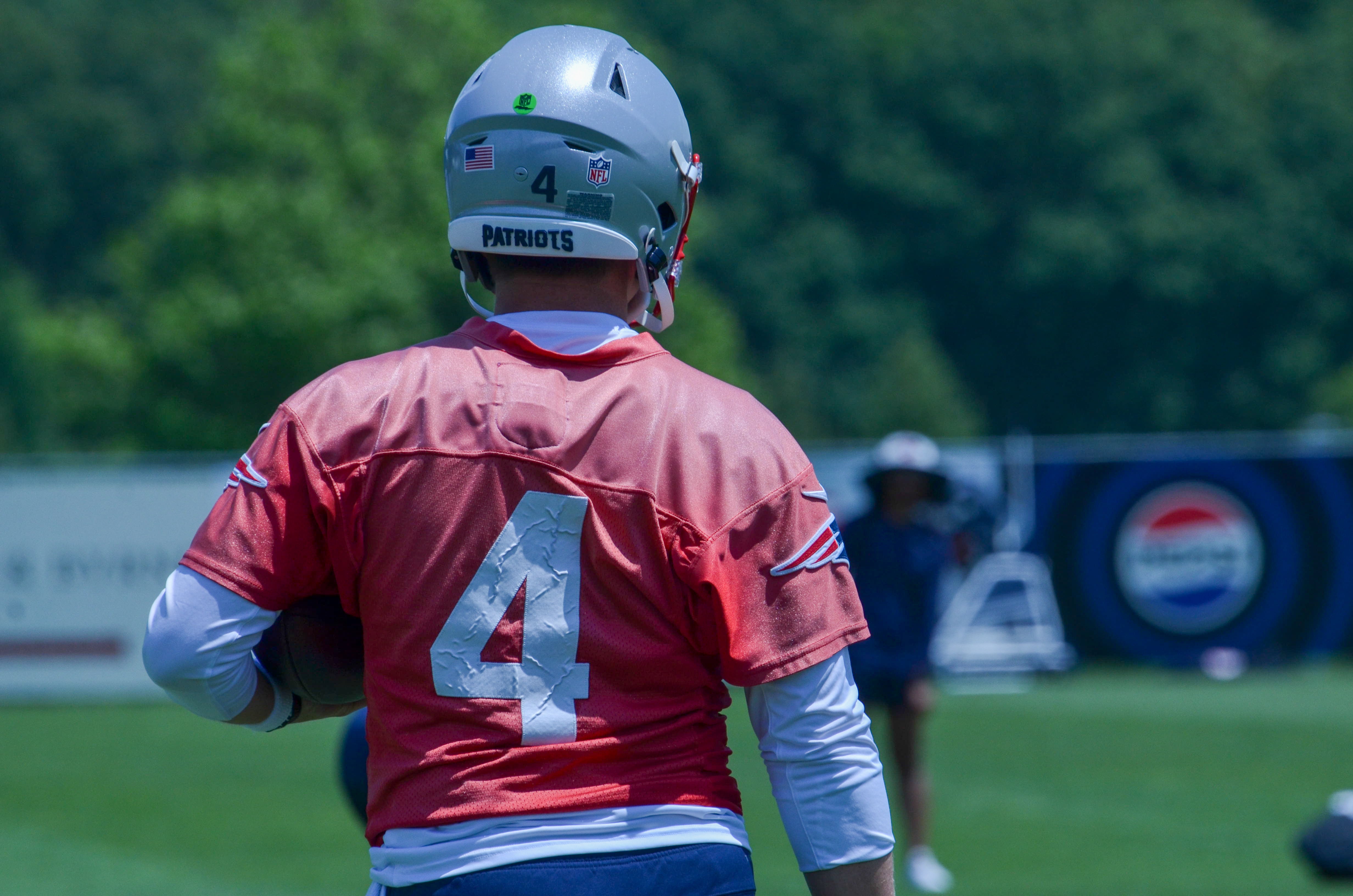 Patriots QB Bailey Zappe at Tuesday's OTAs - June 4, 2024
