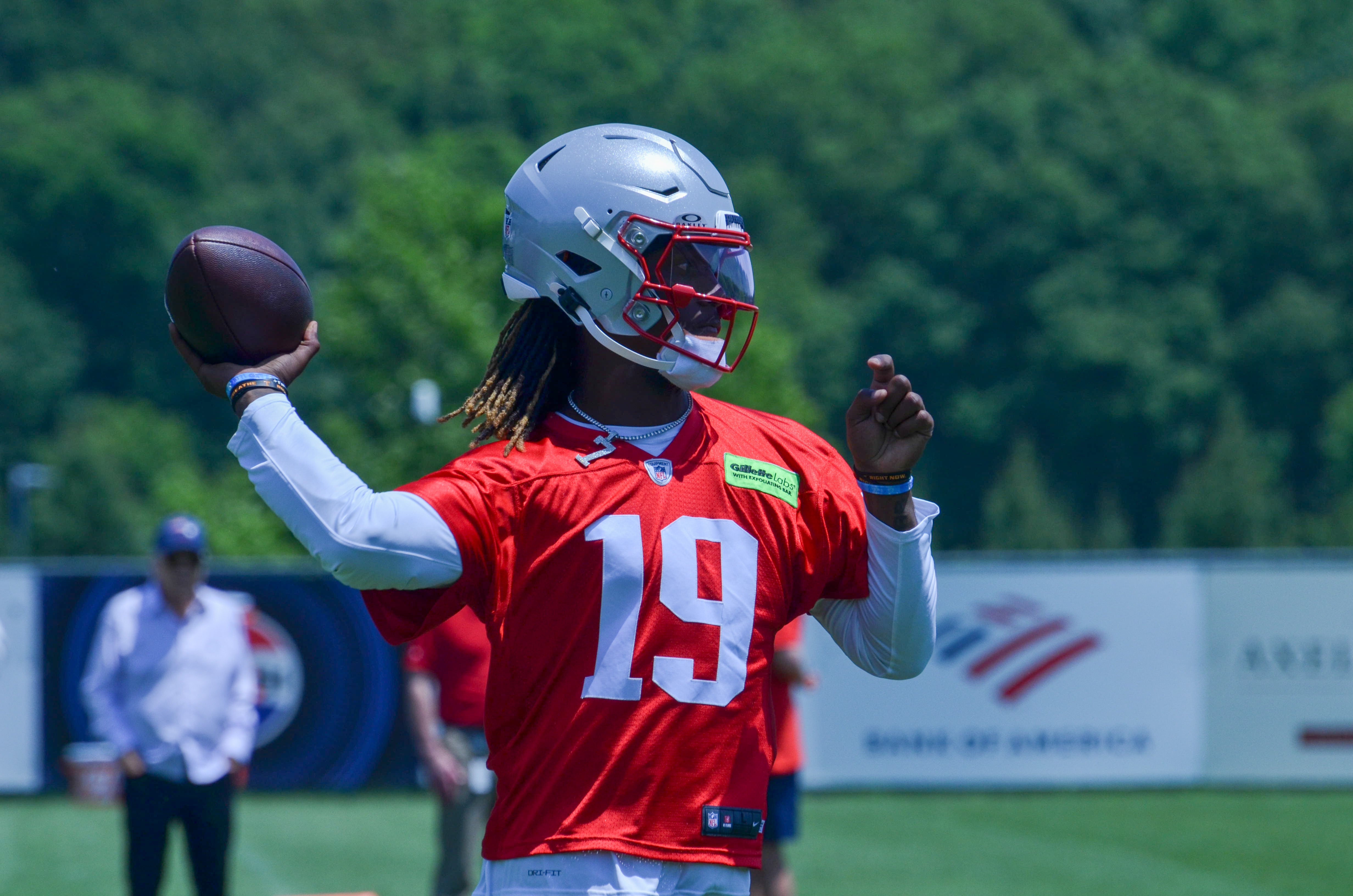 Patriots QB Joe Milton III at Tuesday's OTAs - June 4, 2024