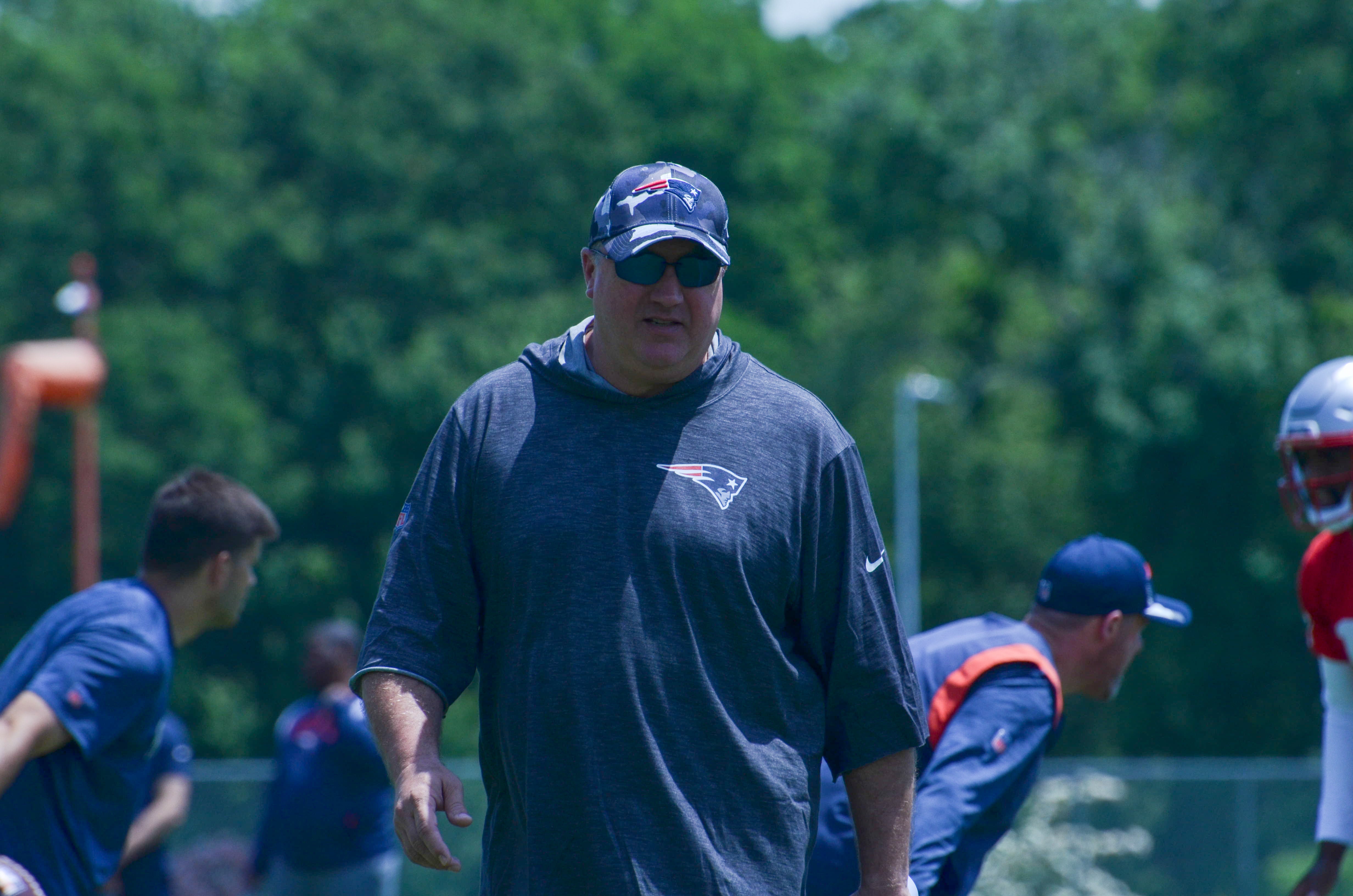 Patriots OC Alex Van Pelt at Tuesday's OTAs - June 4, 2024