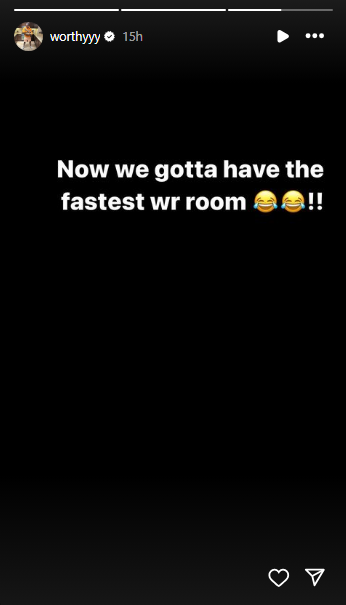 Chiefs WR Xavier Worthy's Instagram story.