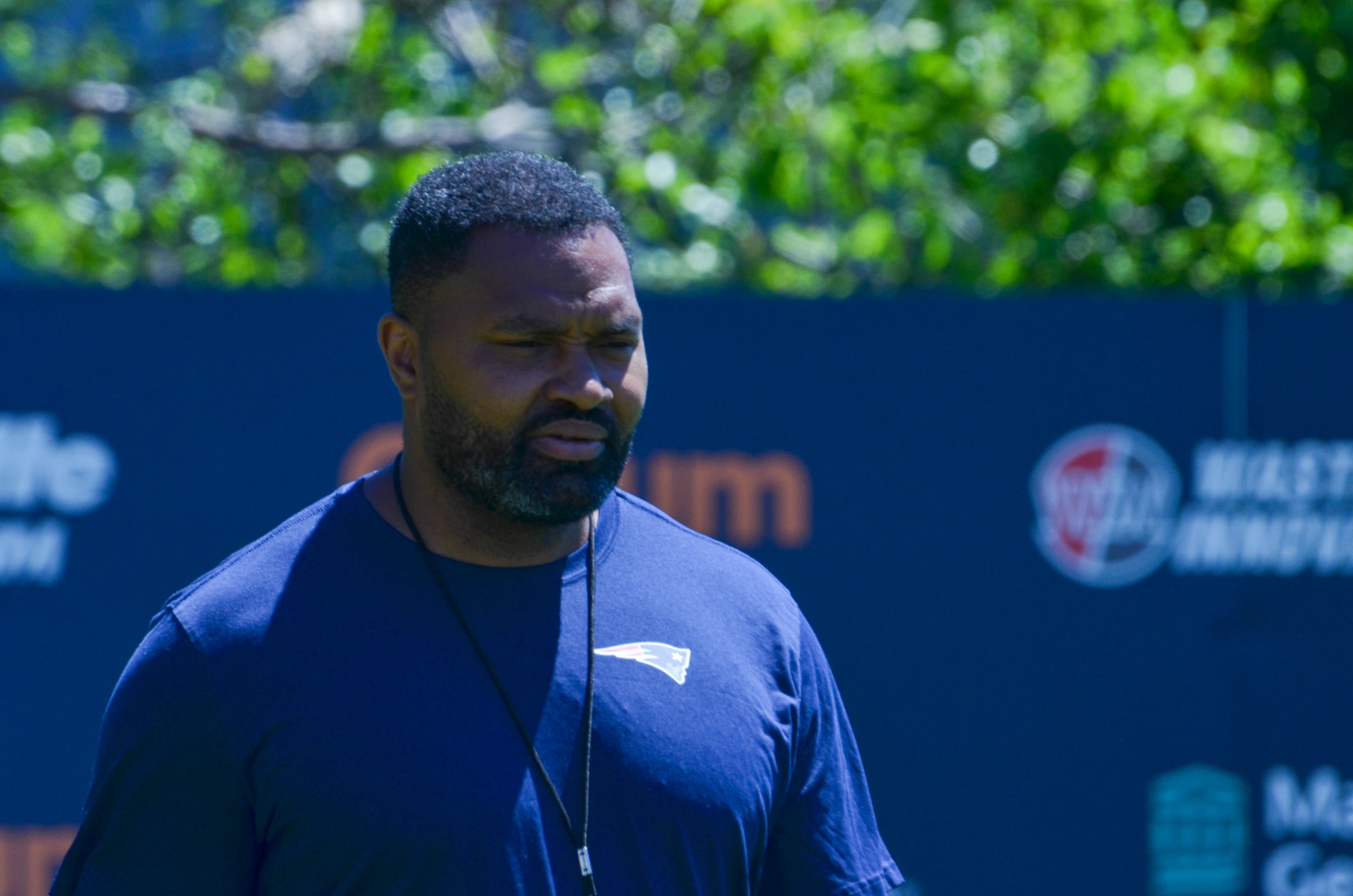 Patriots head coach Jerod Mayo speaks with reporters prior to the first day of Mandatory Minicamp at Gillette Stadium - June 10, 2024