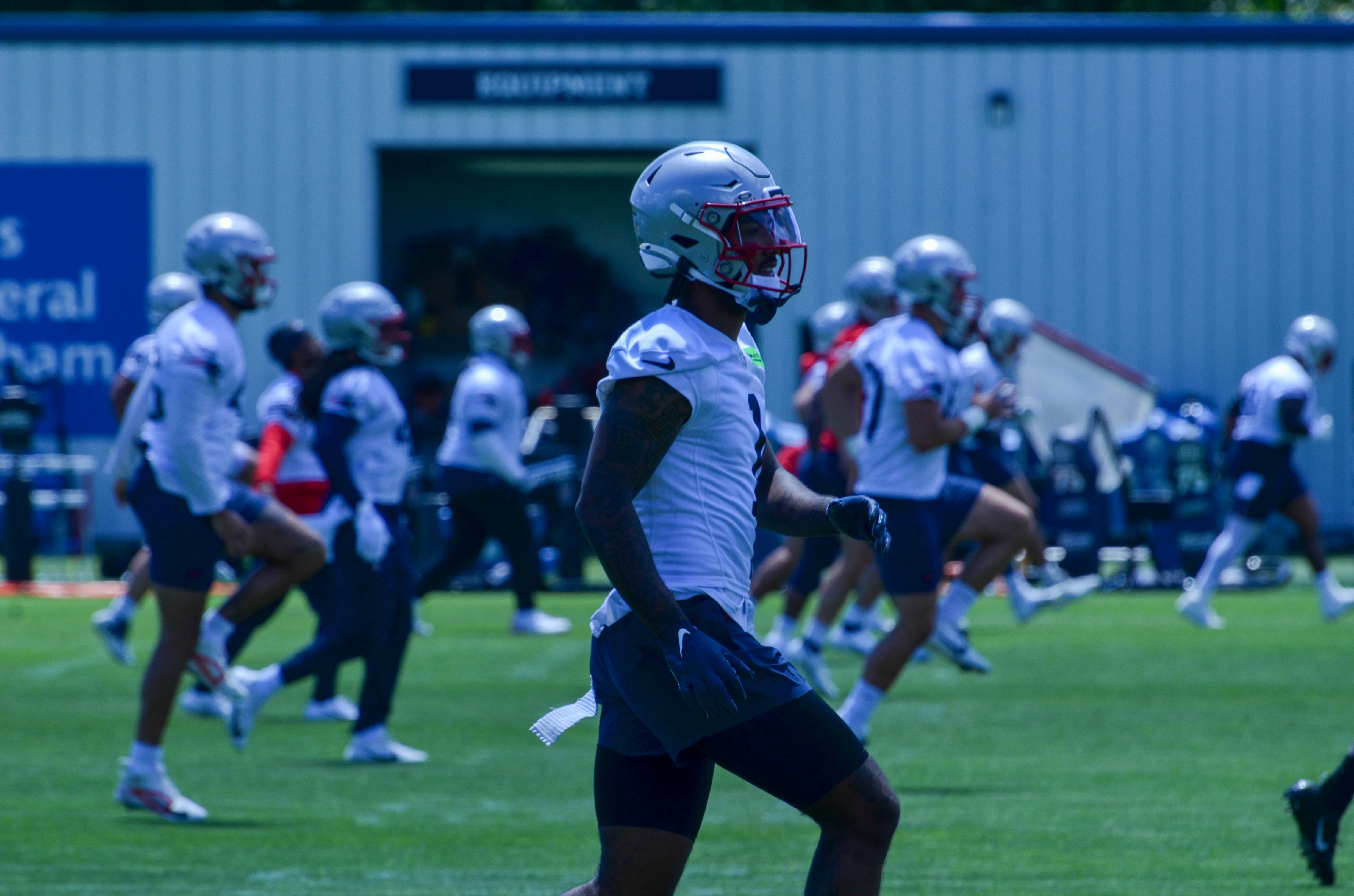 Patriots WR Ja'Lynn Polk at the first day of Mandatory Minicamp at Gillette Stadium - June 10, 2024