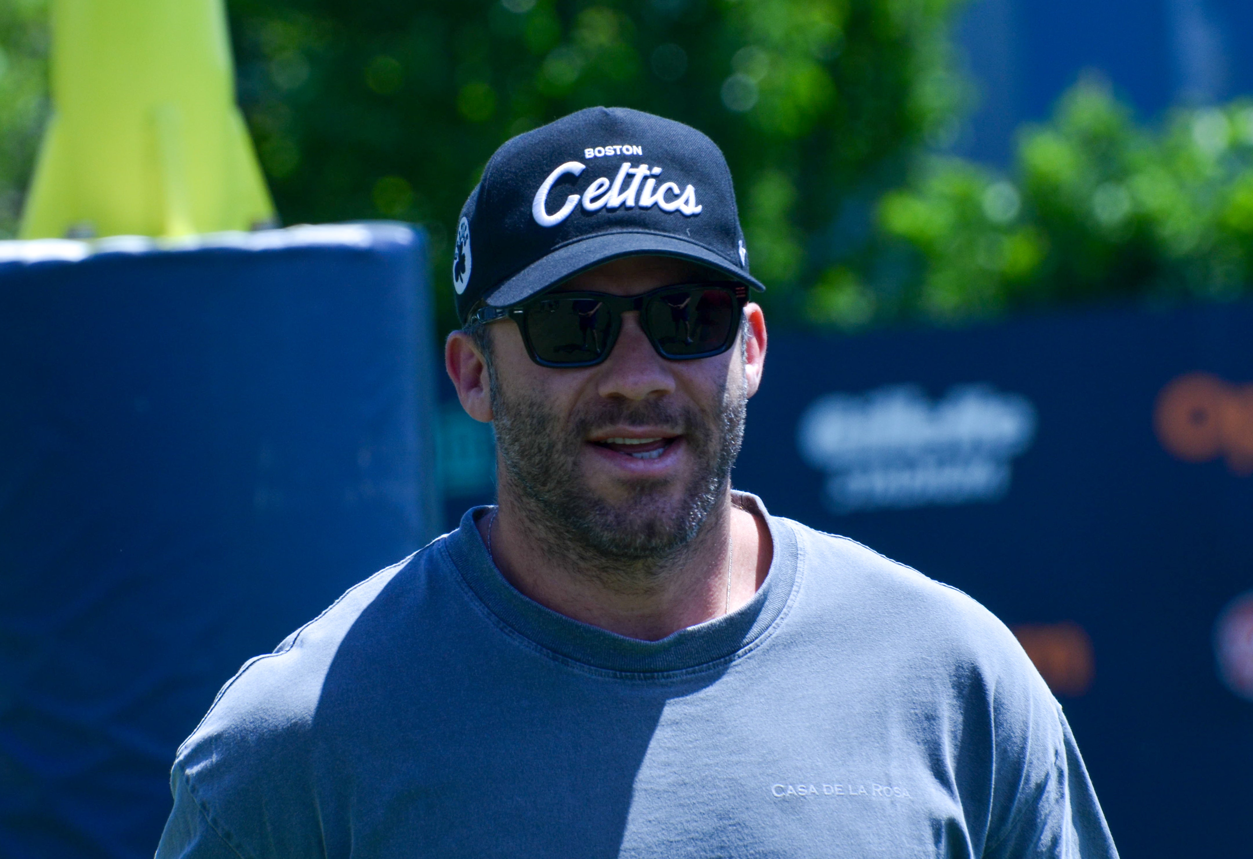 Patriots legend Julian Edelman arrives during the first day of Mandatory Minicamp at Gillette Stadium - June 10, 2024