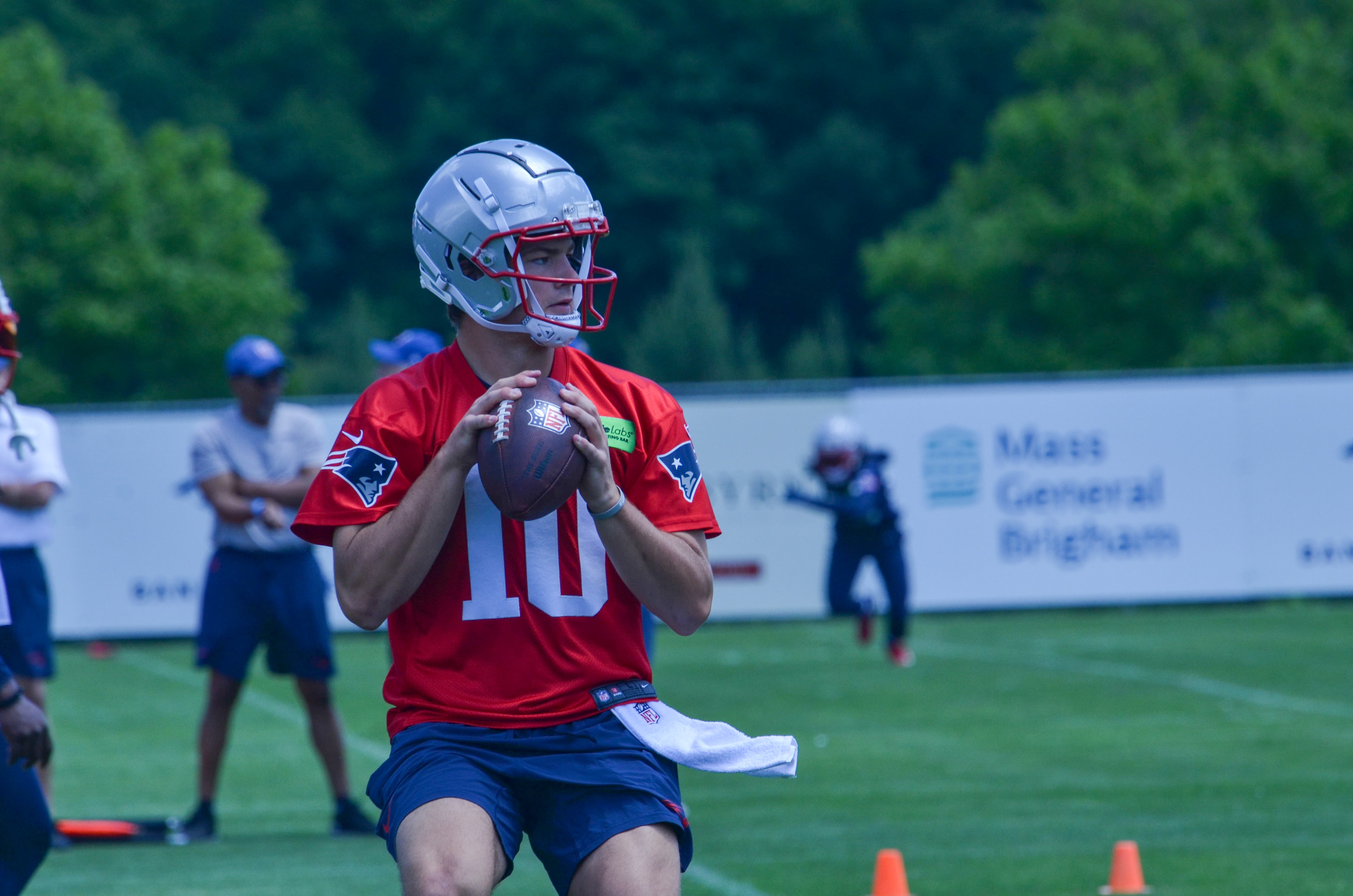 Patriots QB Drake Maye at the first day of Mandatory Minicamp at Gillette Stadium - June 10, 2024