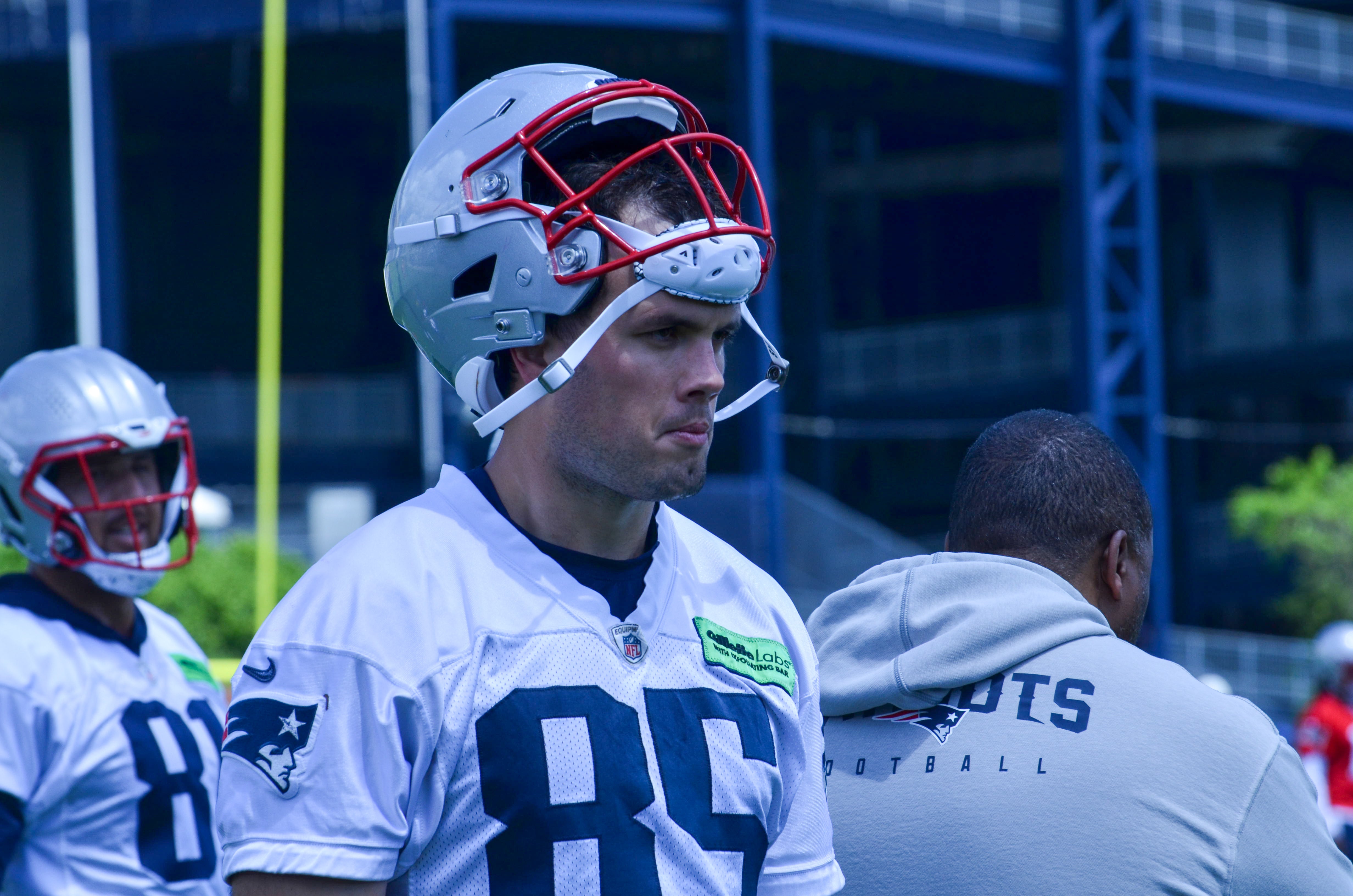 Patriots TE Hunter Henry at the first day of Mandatory Minicamp at Gillette Stadium - June 10, 2024