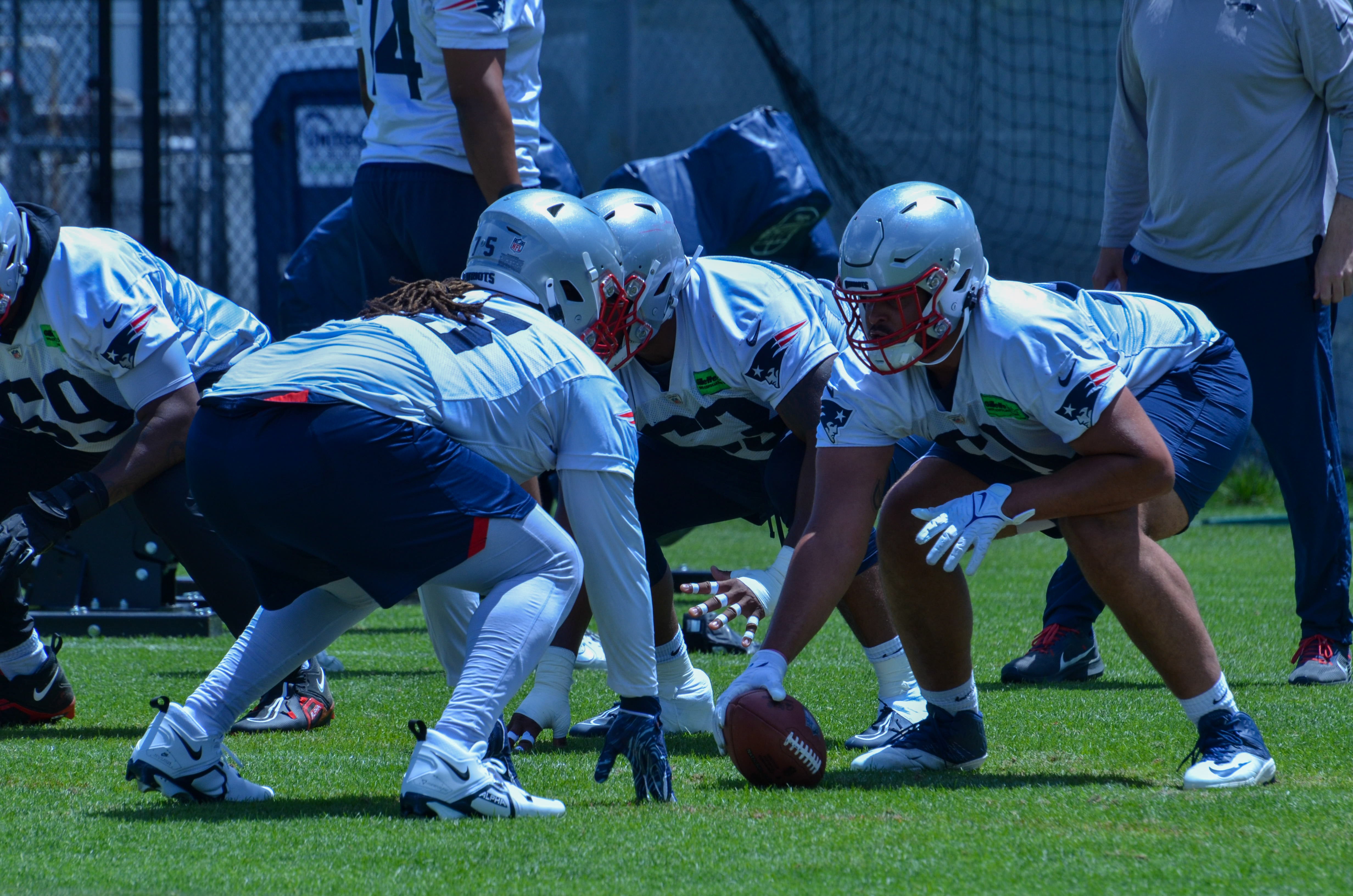 Patriots OL drill during the first day of Mandatory Minicamp at Gillette Stadium - June 10, 2024