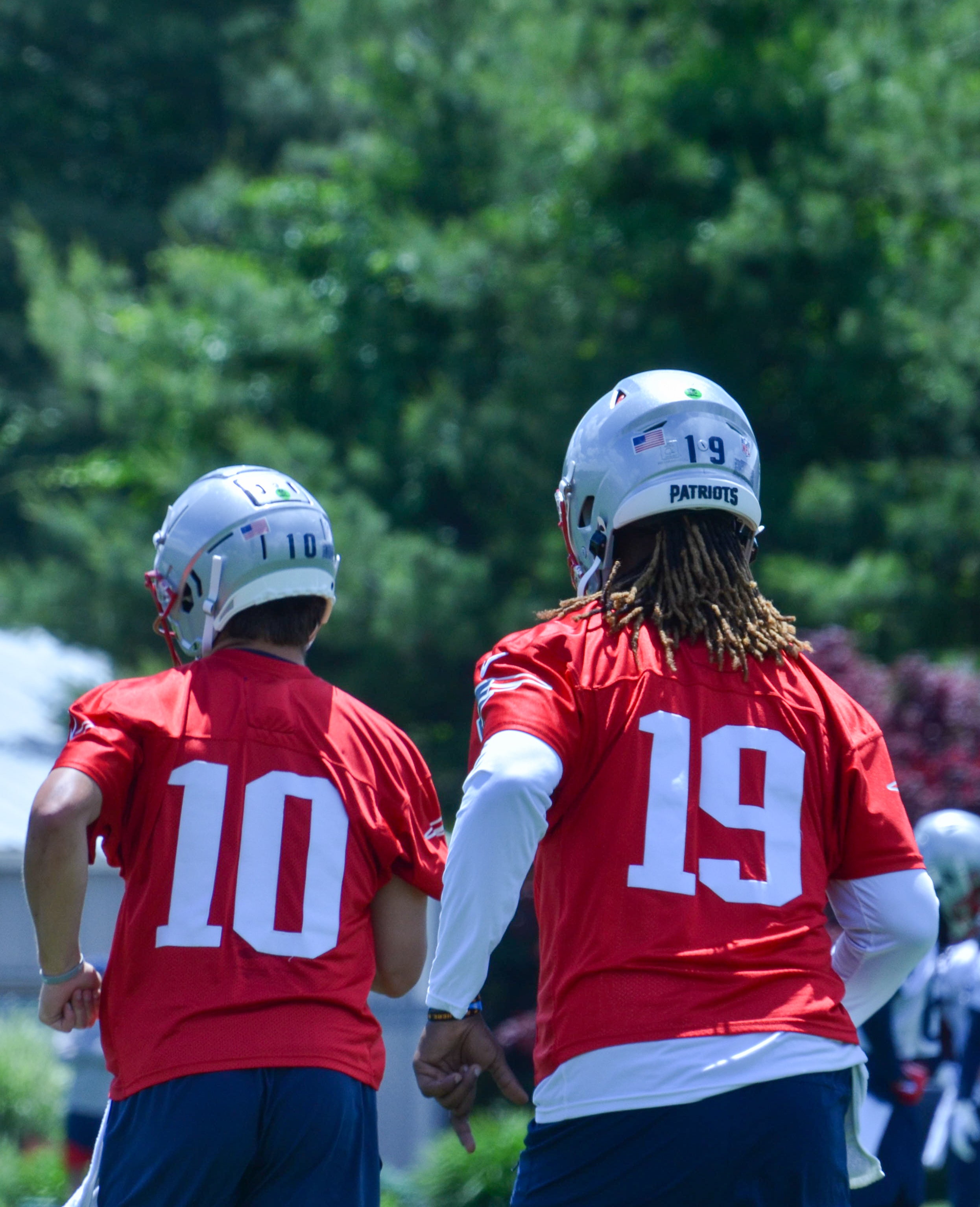 Patriots rookie QBs Drake Maye and Joe Milton III at the first day of Mandatory Minicamp at Gillette Stadium - June 10, 2024