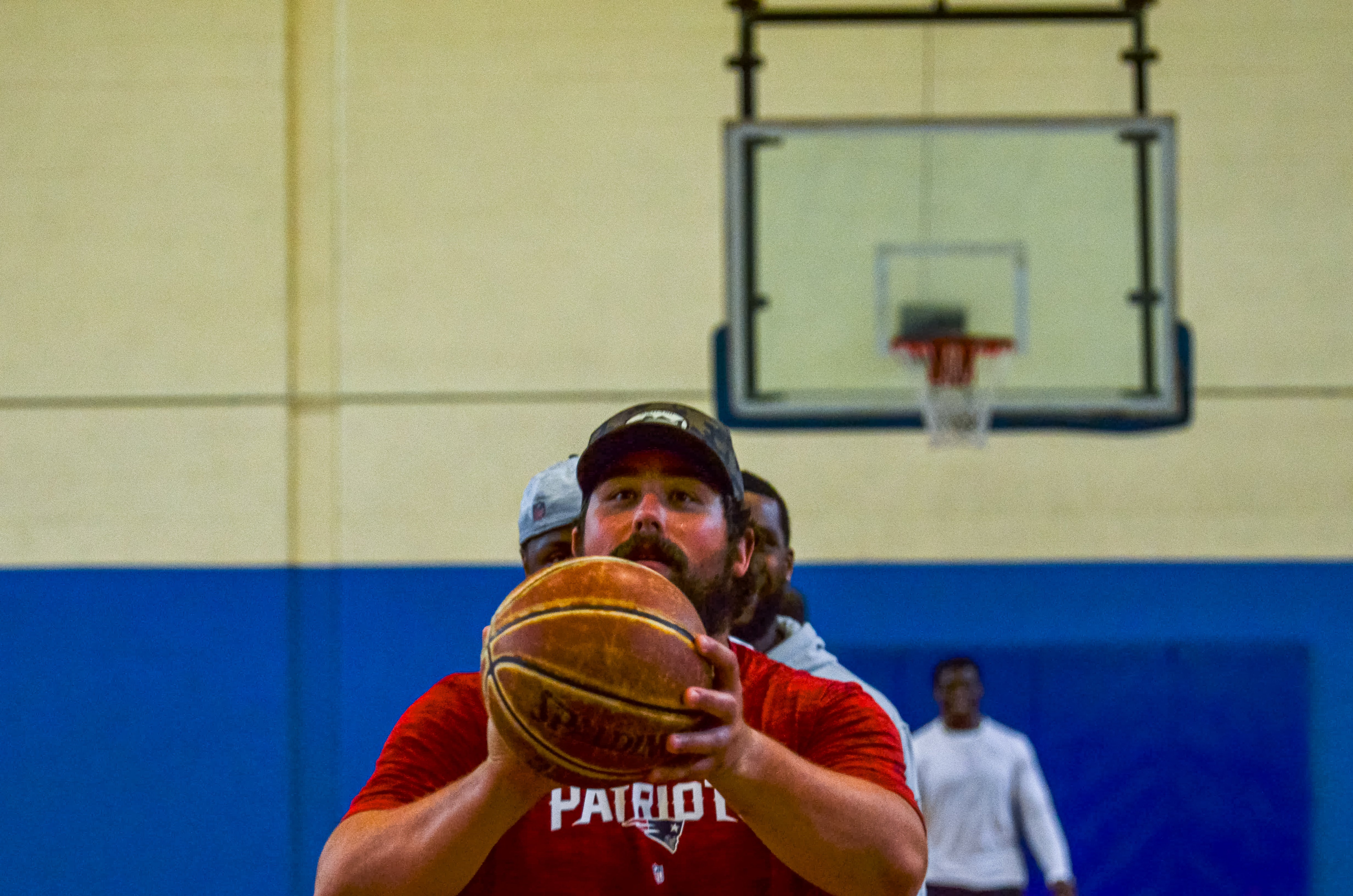 Center David Andrews plays basketball at the New England Patriots community event at the Perkins Community Center/Lee School - June 11, 2024