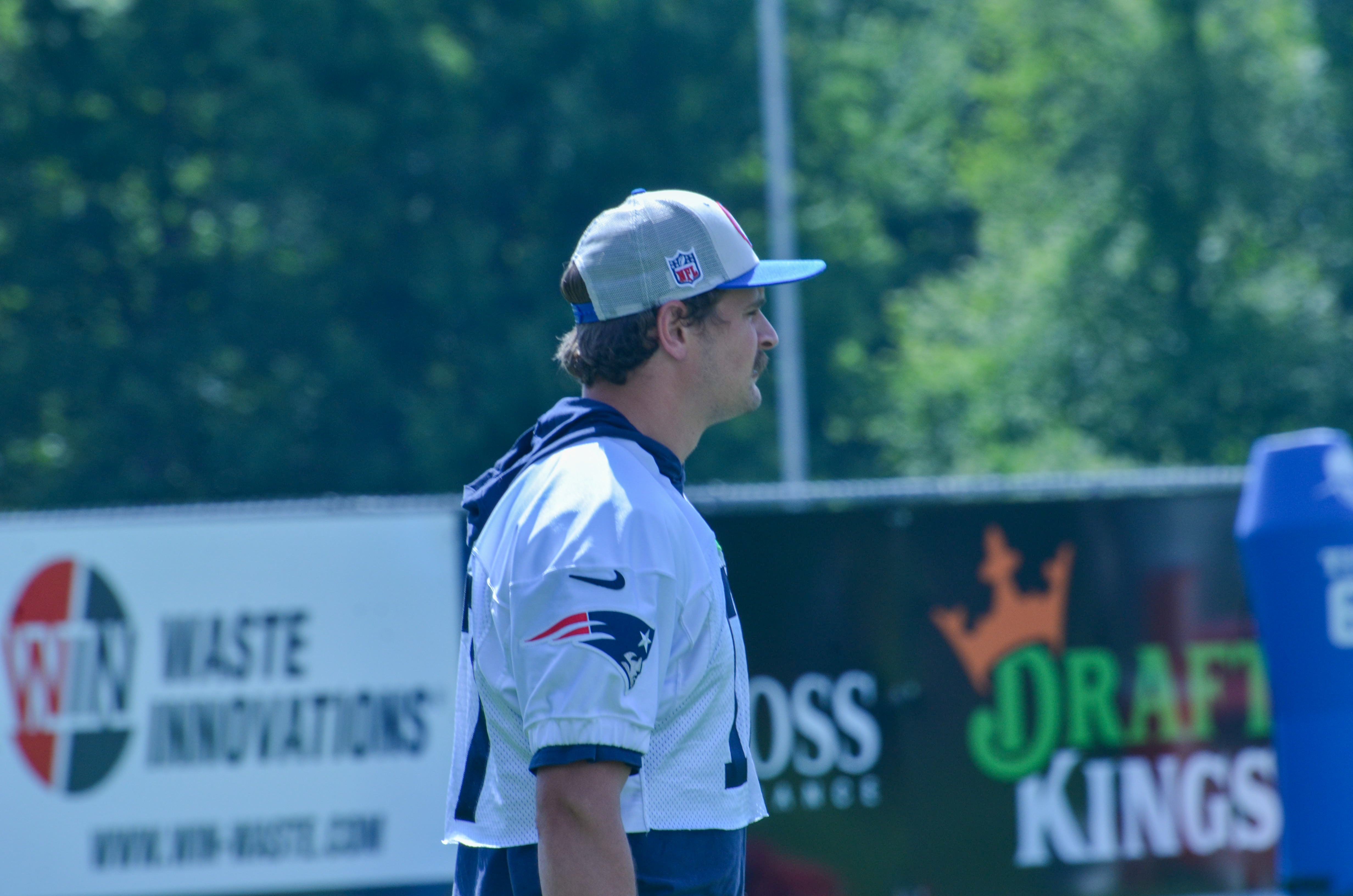 Patriots P Bryce Baringer arrives for the team's final day of mandatory minicamp - June 12, 2024