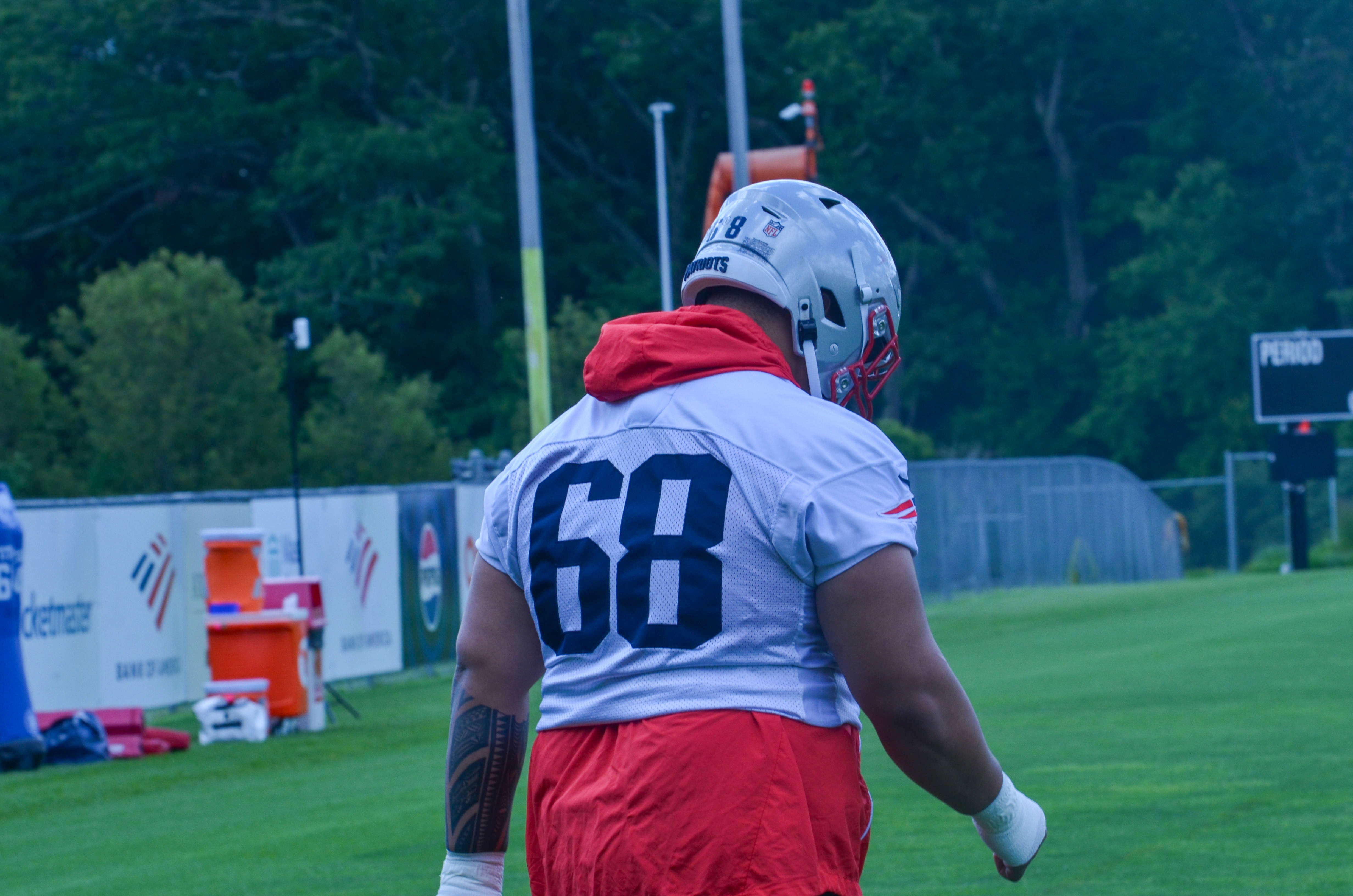 Patriots OL Atonio Mafi arrives for the team's final day of mandatory minicamp - June 12, 2024