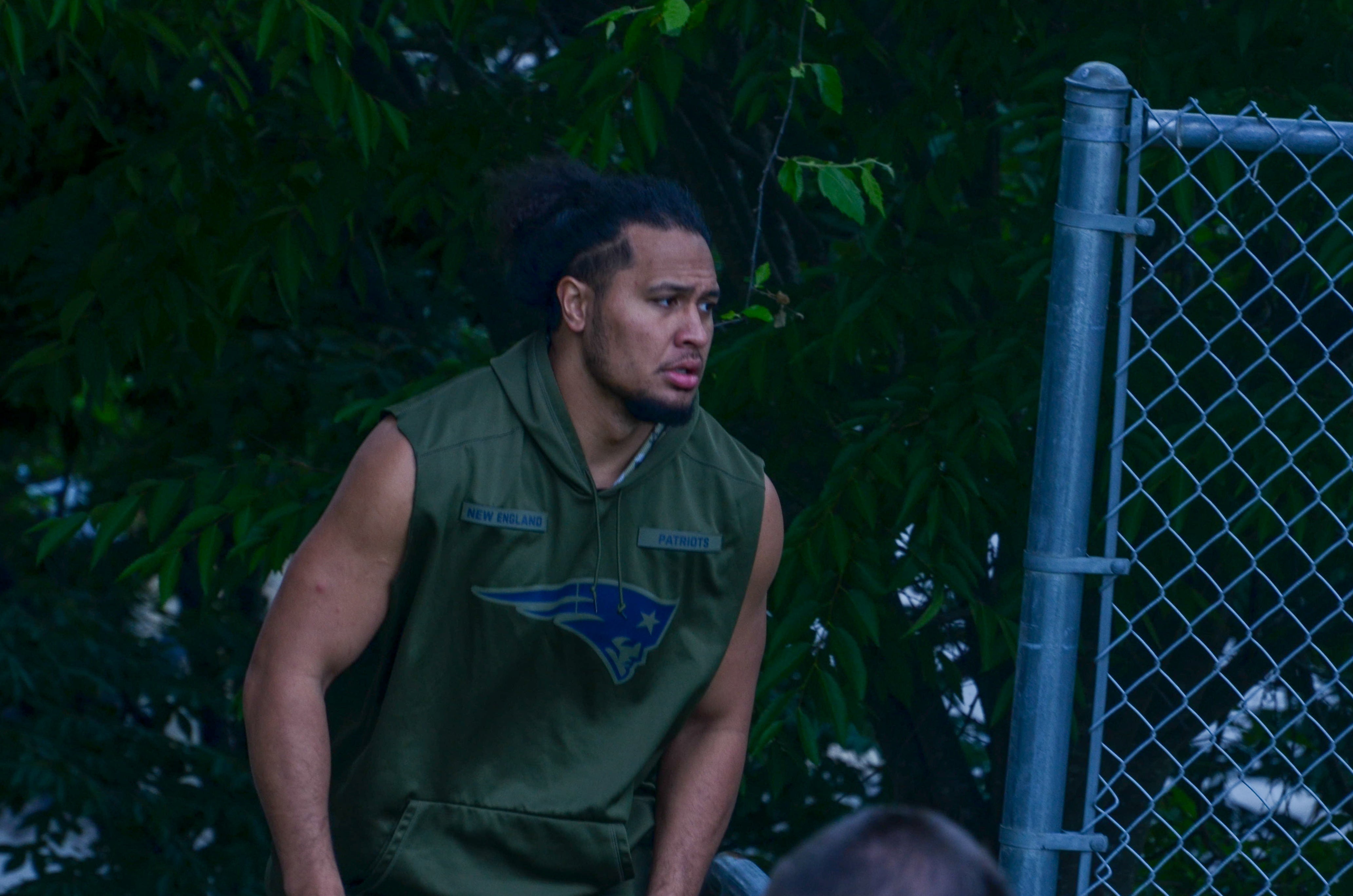 Patriots LB Jahlani Tavai arrives for the final day of mandatory minicamp - June 12, 2024