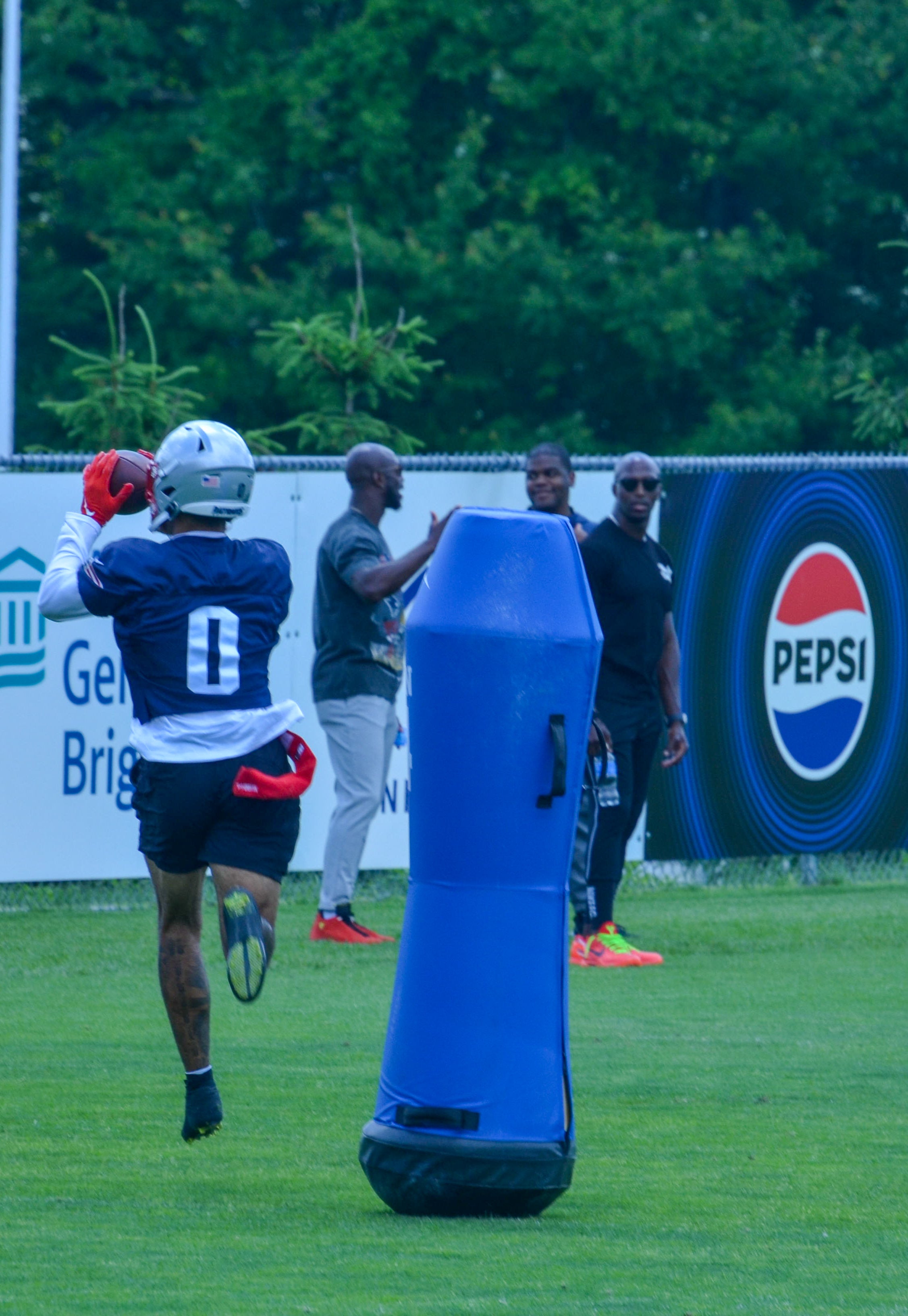 Patriots CB Christian Gonzalez running through a drill at the team's final day of mandatory minicamp - June 12, 2024